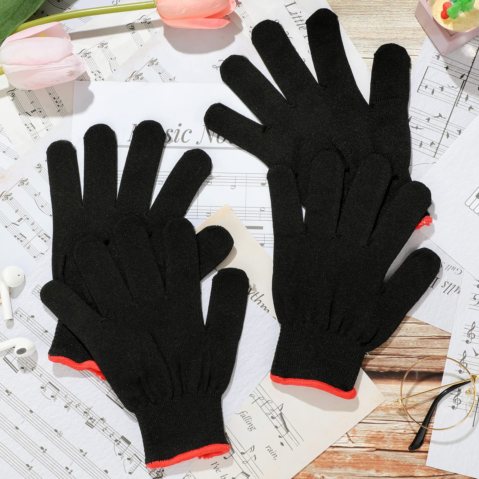 Jiuguva 4 Pack Guitar Gloves Guitar Fingertip Protector for Men Women Practice Gloves for Playing Musical Instruments, Black, me