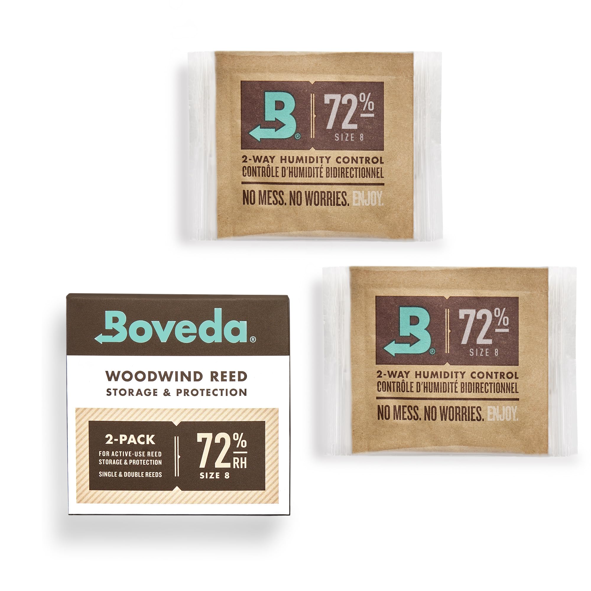 Boveda 72% Two-Way Humidity Control Packs For Woodwind Reeds - Size 8 - 2 Pack - Moisture Absorbers - Protects Against Drying &