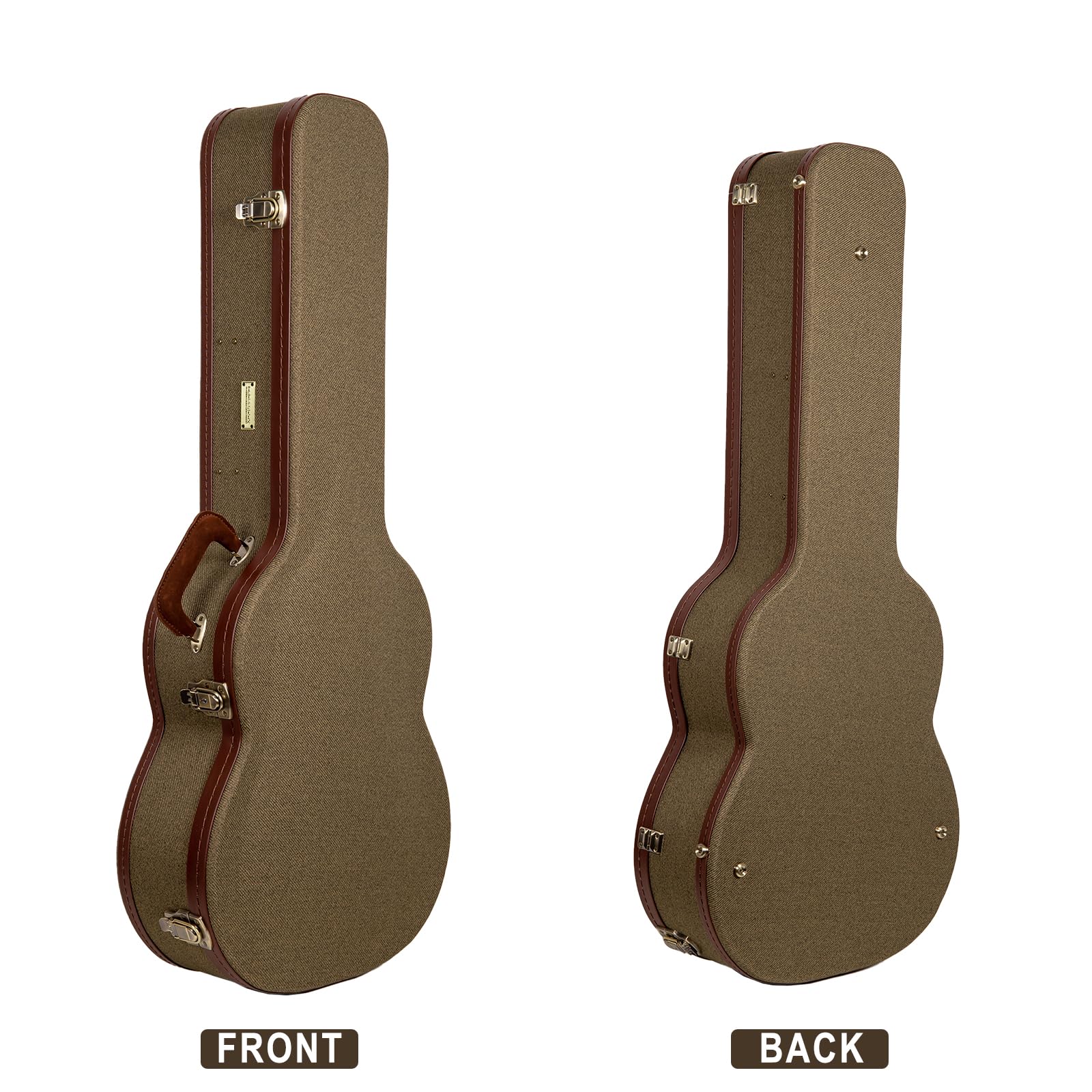 Crossrock Master Series Classical Guitar Case for 4/4 Nylon String | Olive Green Eco Tweed Fabric, Re-Engineered Shell, Leather