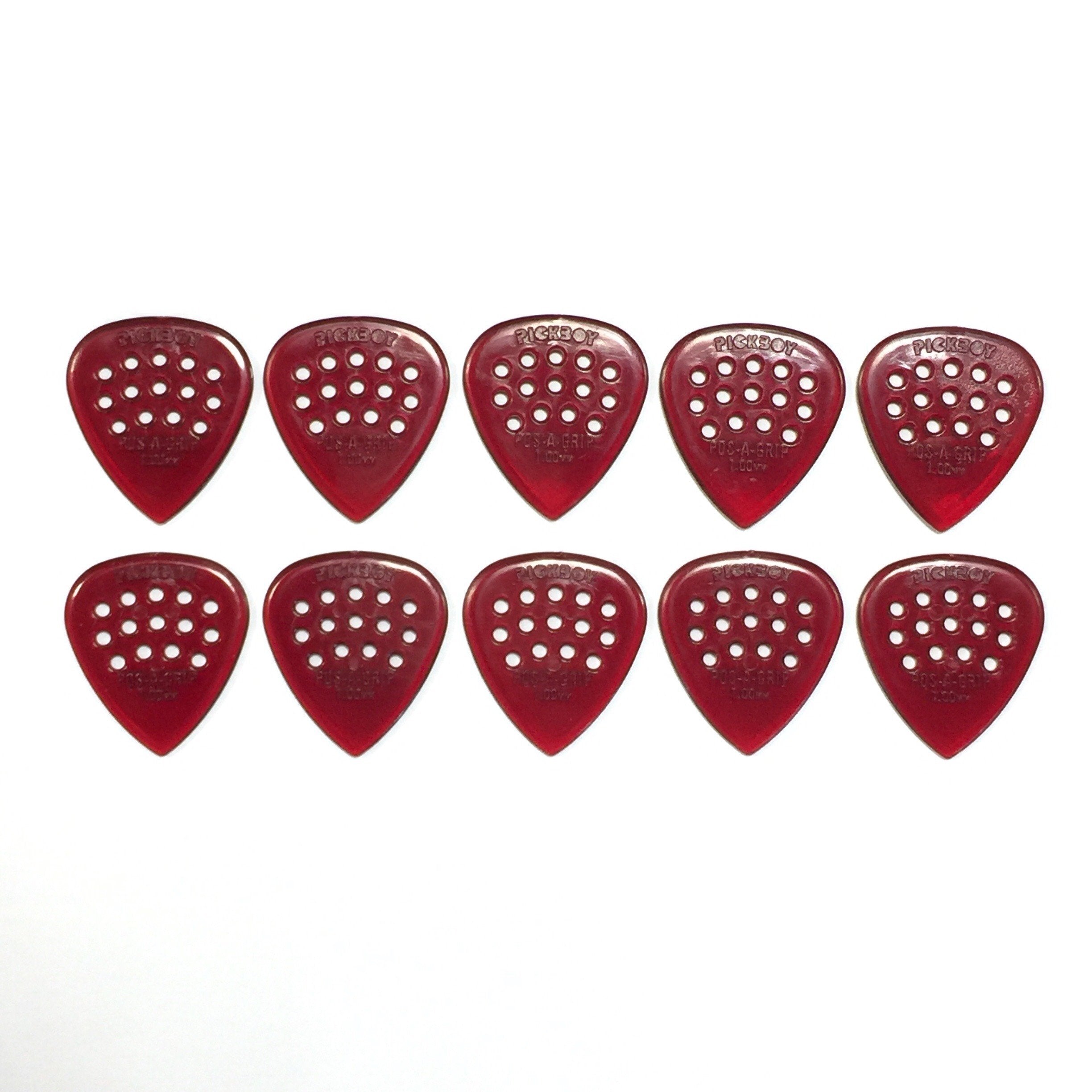 Pickboy Pos-a-Grip, Red, Polycarbonate, 1.00mm, 10 picks