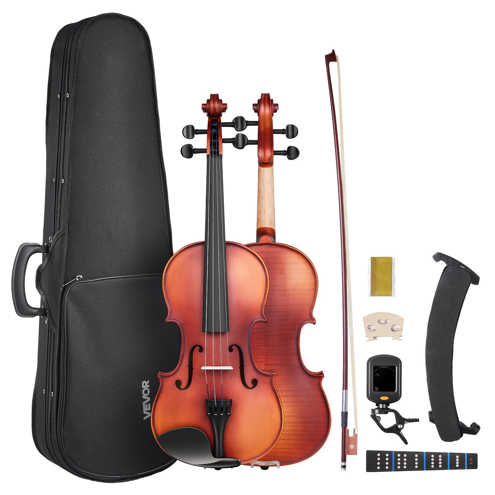 VEVOR Violin 4/4 Full Size for Adults, Violin Fiddle Set for Beginners Student with Hard Case, Rosin, Bow, Shoulder Rest,Bridge,