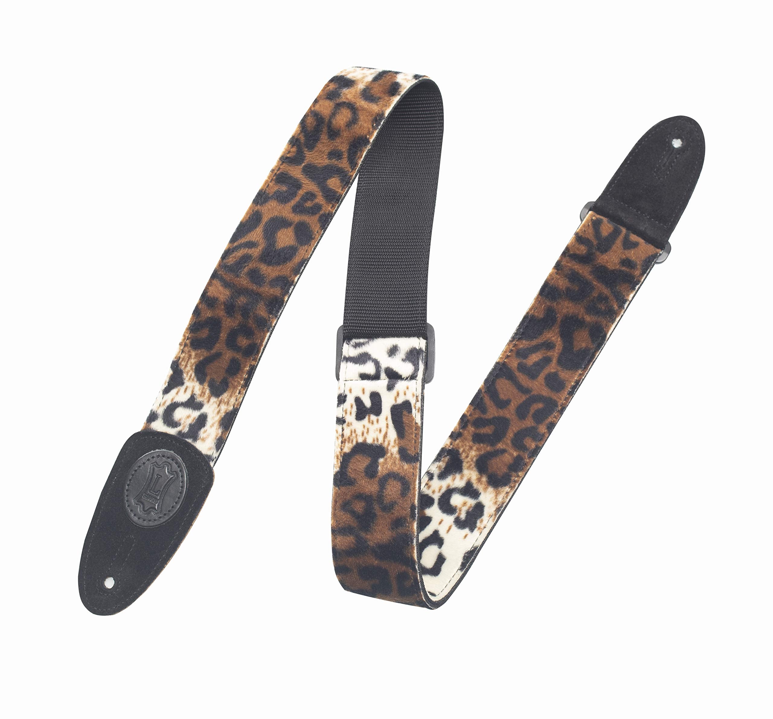 Levy'S Leathers 2'' Faux-Fur Leopard Print Guitar Strap With Genuine Leather Ends; (Mssf8-Lyx)