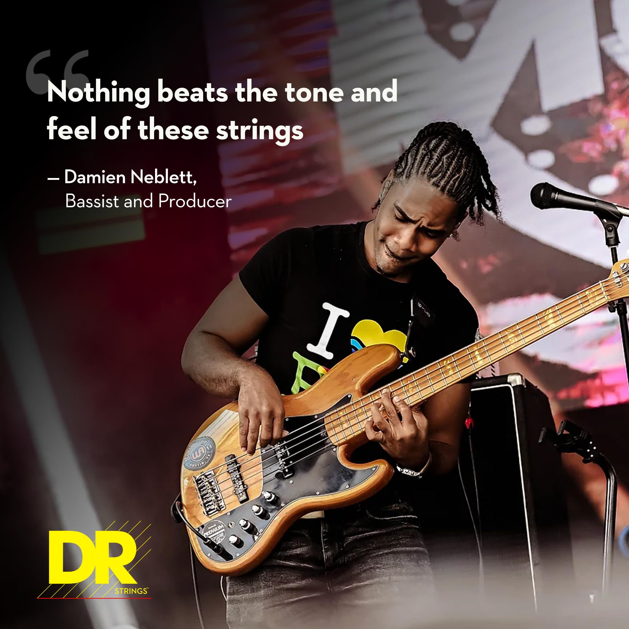 DR Strings HI-BEAMS - Stainless Steel 4-String Bass Guitar Strings, 50-110, Round Core