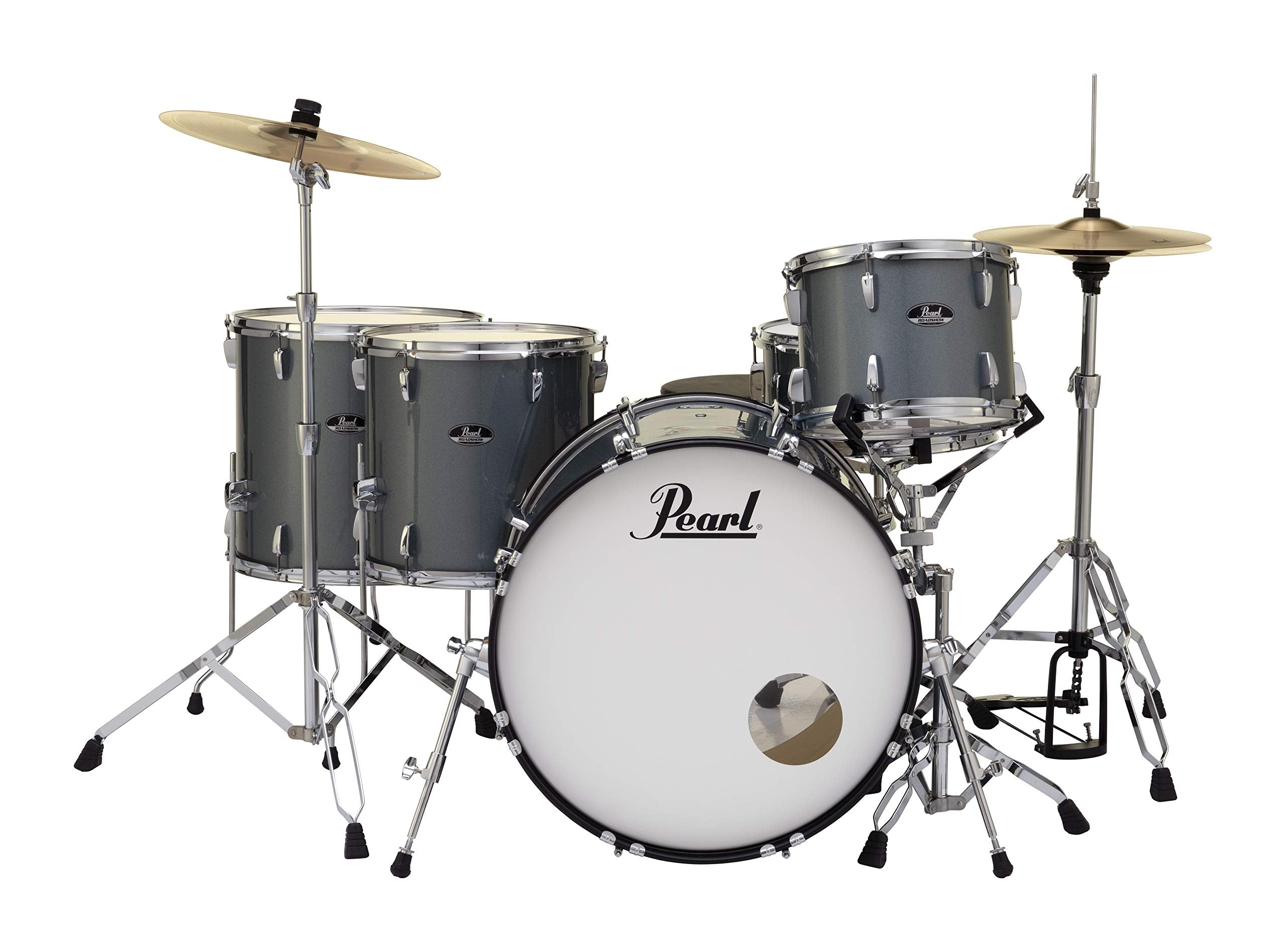 Pearl Roadshow Drum Set 5-Piece Complete Kit with Cymbals and Stands, Charcoal Metallic (RS525WFC/C706)