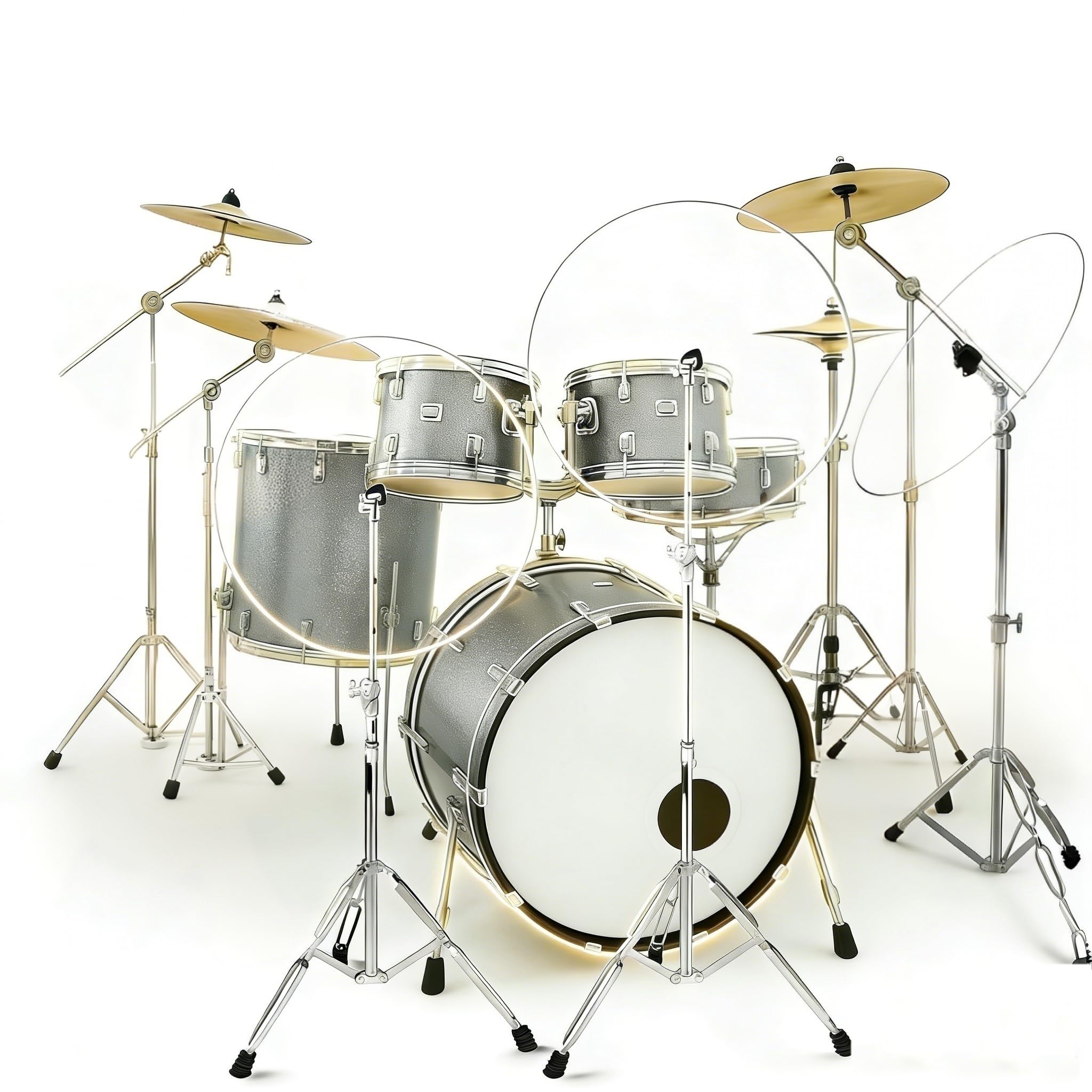 YSBLHCT Drum Shield, 22 Round Clear, 3-Pack. Unique for Live Recording. Muffles & Boosts Performance. Mounts on All Cymbal Stand