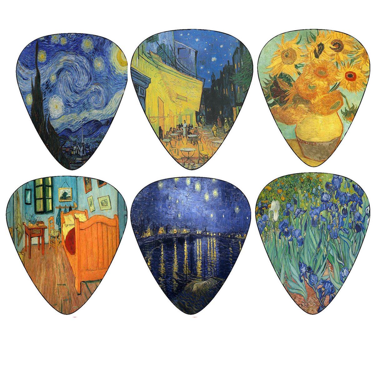 Creanoso Vincent Van Gogh Guitar Picks - Celluloid Medium 12 Pack - Starry Night Sunflowers Cafe - Best Stocking Stuffer Gifts F