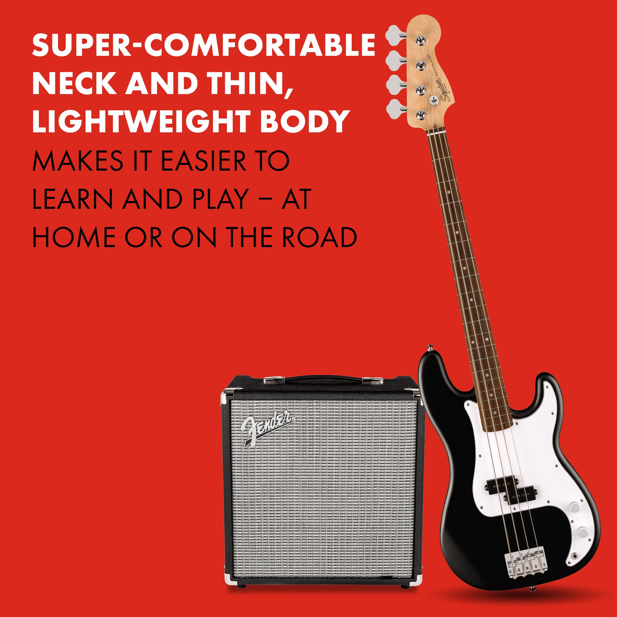 Fender Squier Debut Series Precision Bass Guitar, Beginner Guitar, with 2-Year Warranty, Includes Free Lessons, Black with Matte