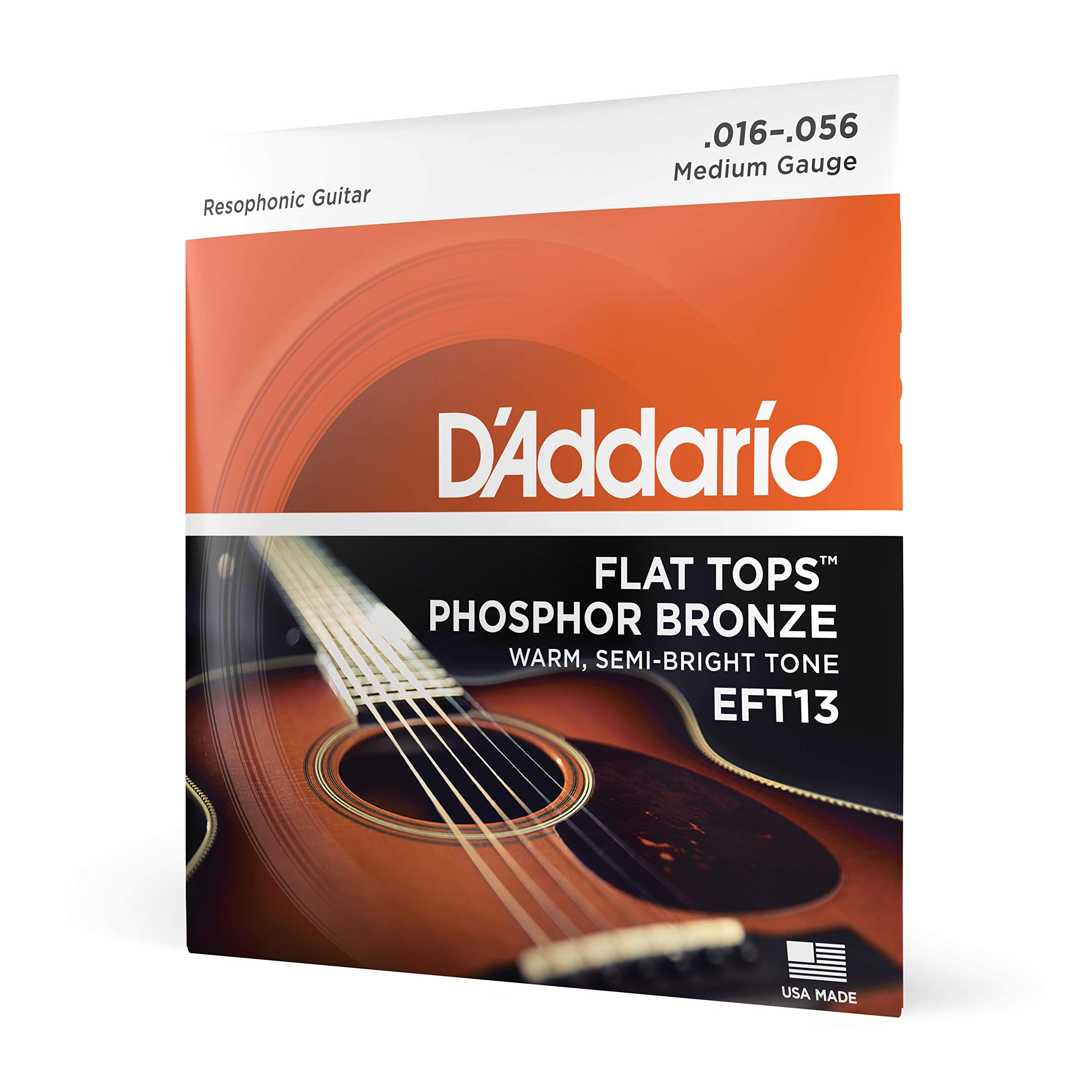 D'Addario Guitar Strings - Acoustic Guitar Strings - Flat Tops Phosphor Bronze - For 6 String Guitar - Warm, Semi-Bright Tone -