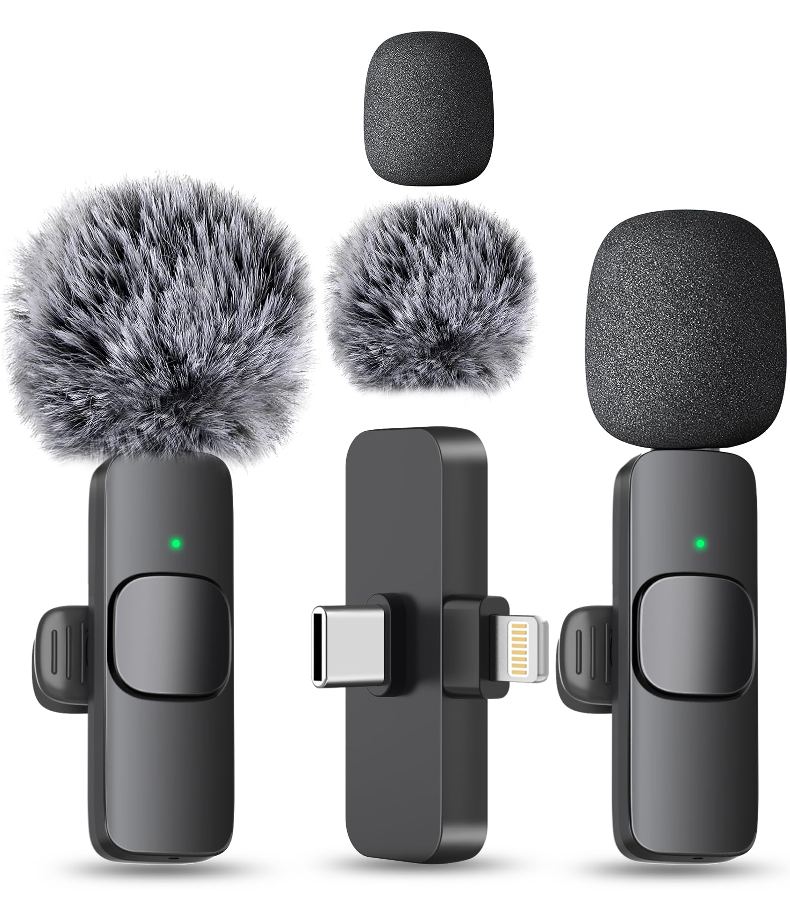 MAYBESTA Wireless Mini Microphone for iPhone, Android Phone - Bluetooth Lavalier Lapel Mic for Audio Video Recording - Clip on C