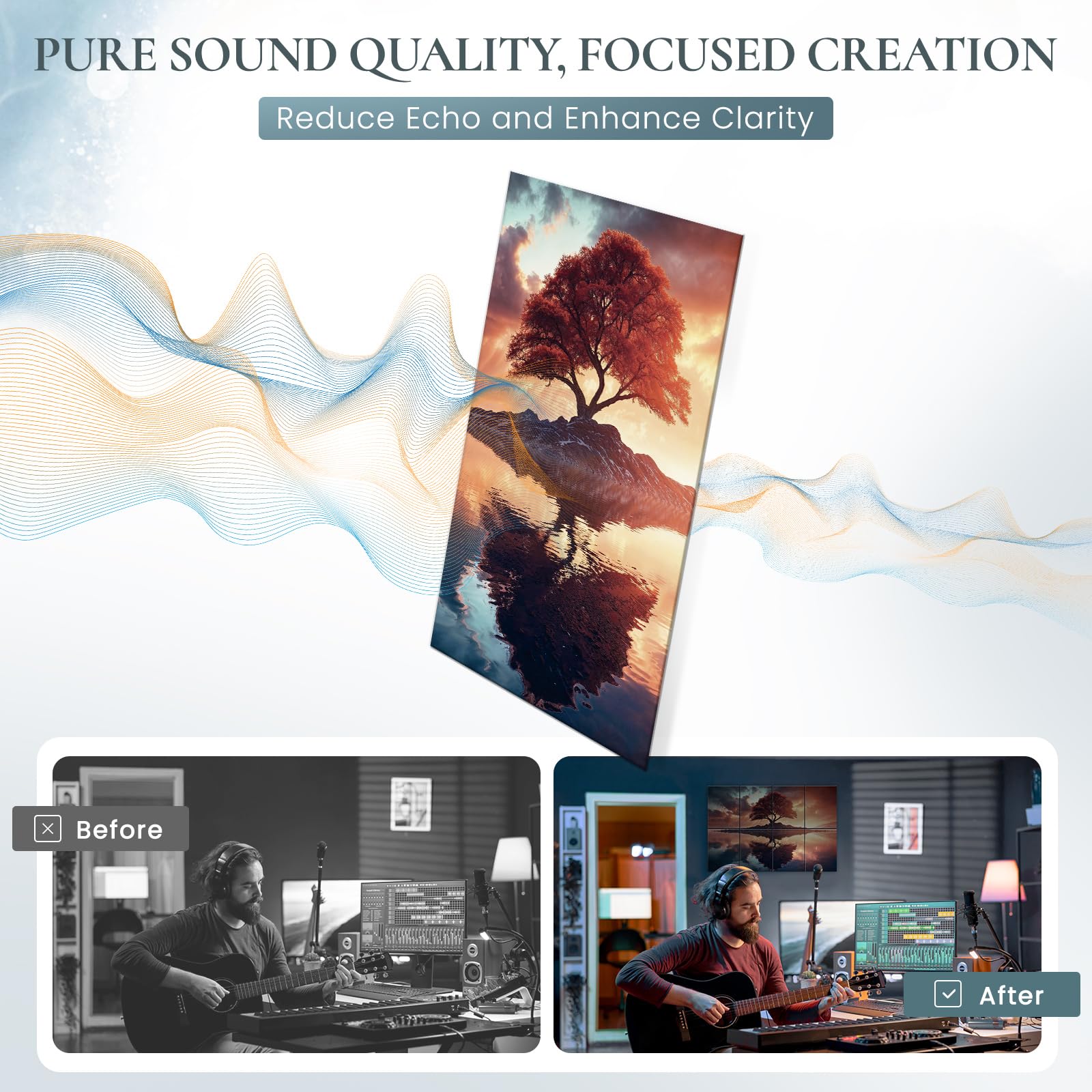 AUSLET 8 Pack Art Acoustic Panels, Soundproof Wall Panels, 48X32 Inches Sound Absorbing Panels for Decoration, Acoustic Wall Pan