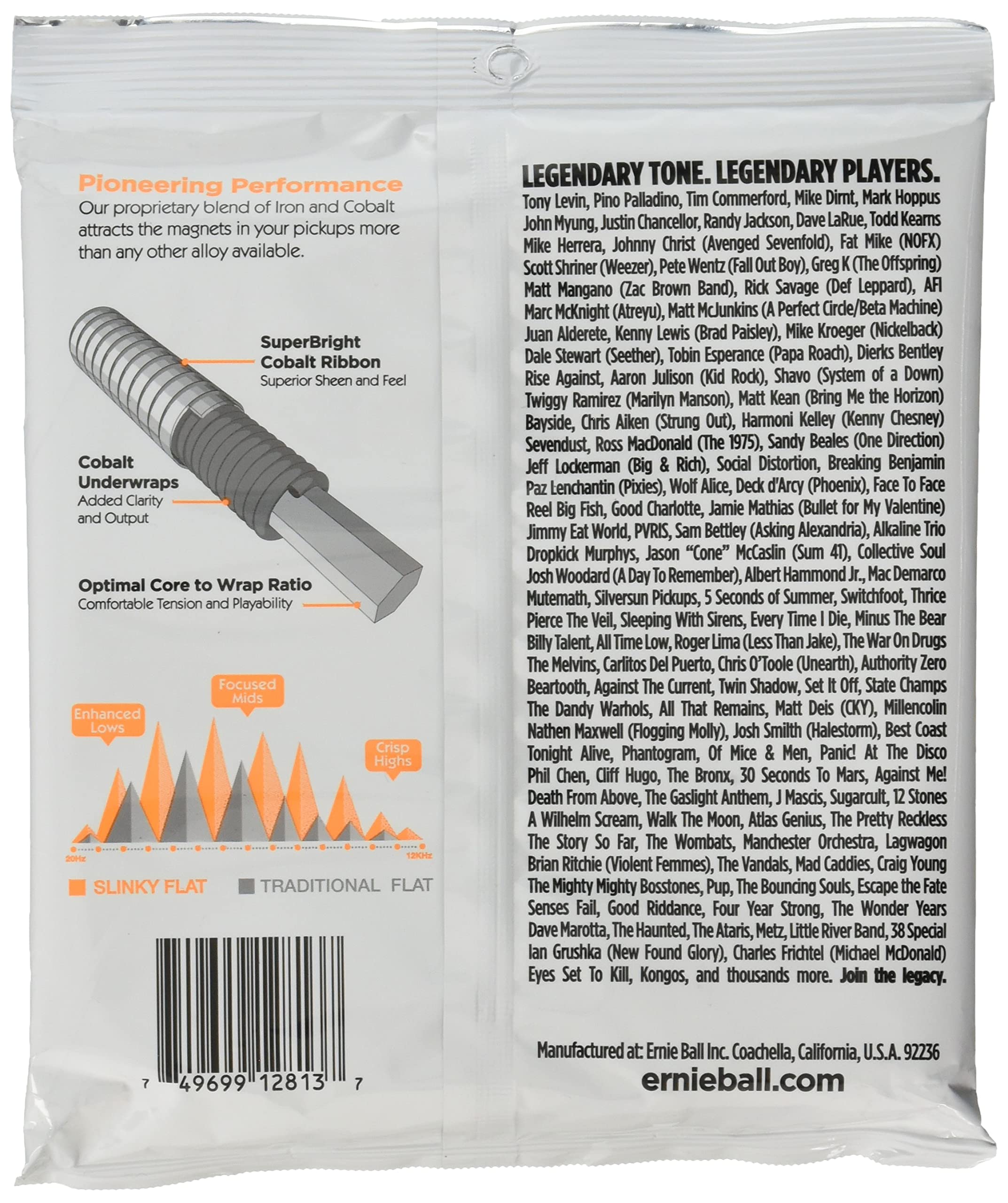 Hybrid Slinky Cobalt Flatwound Electric Bass Strings 45-105 Gauge