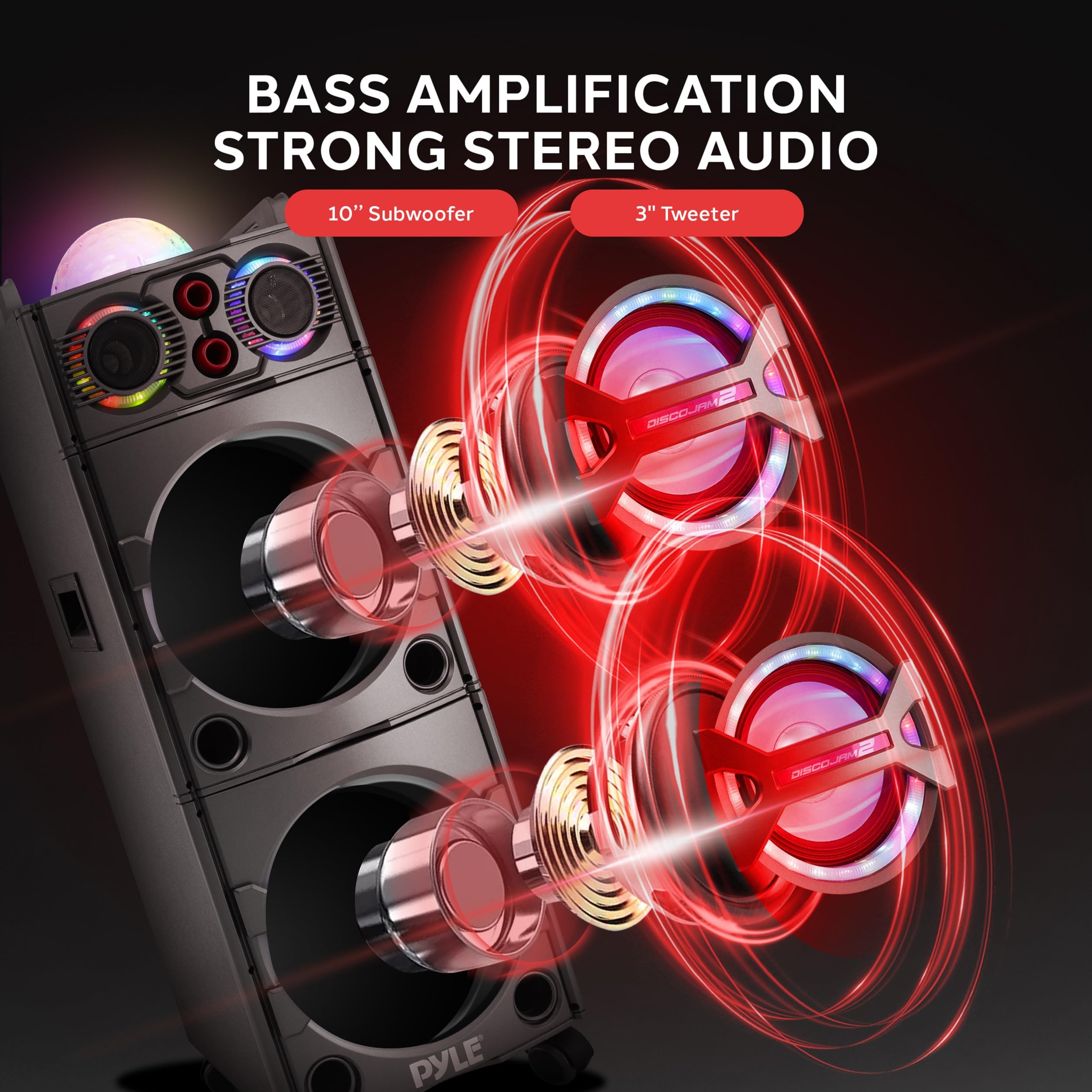 Pyle Portable Bluetooth PA Speaker System - 2000W Active powered Outdoor Bluetooth Speaker Portable PA System w/ Microphone In,