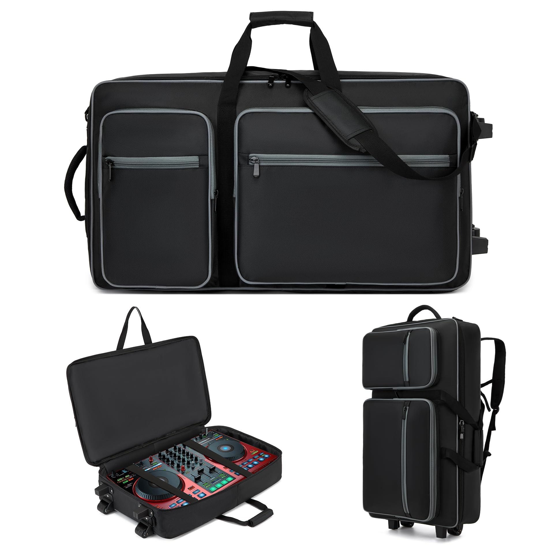 DJ Case with Wheels Compatible with DDJ FLX10/1000/1000SRT/REV7/REV5/SCLIVE 4,DJ Controller Case for Pioneer DJ Equipment,DJ Con