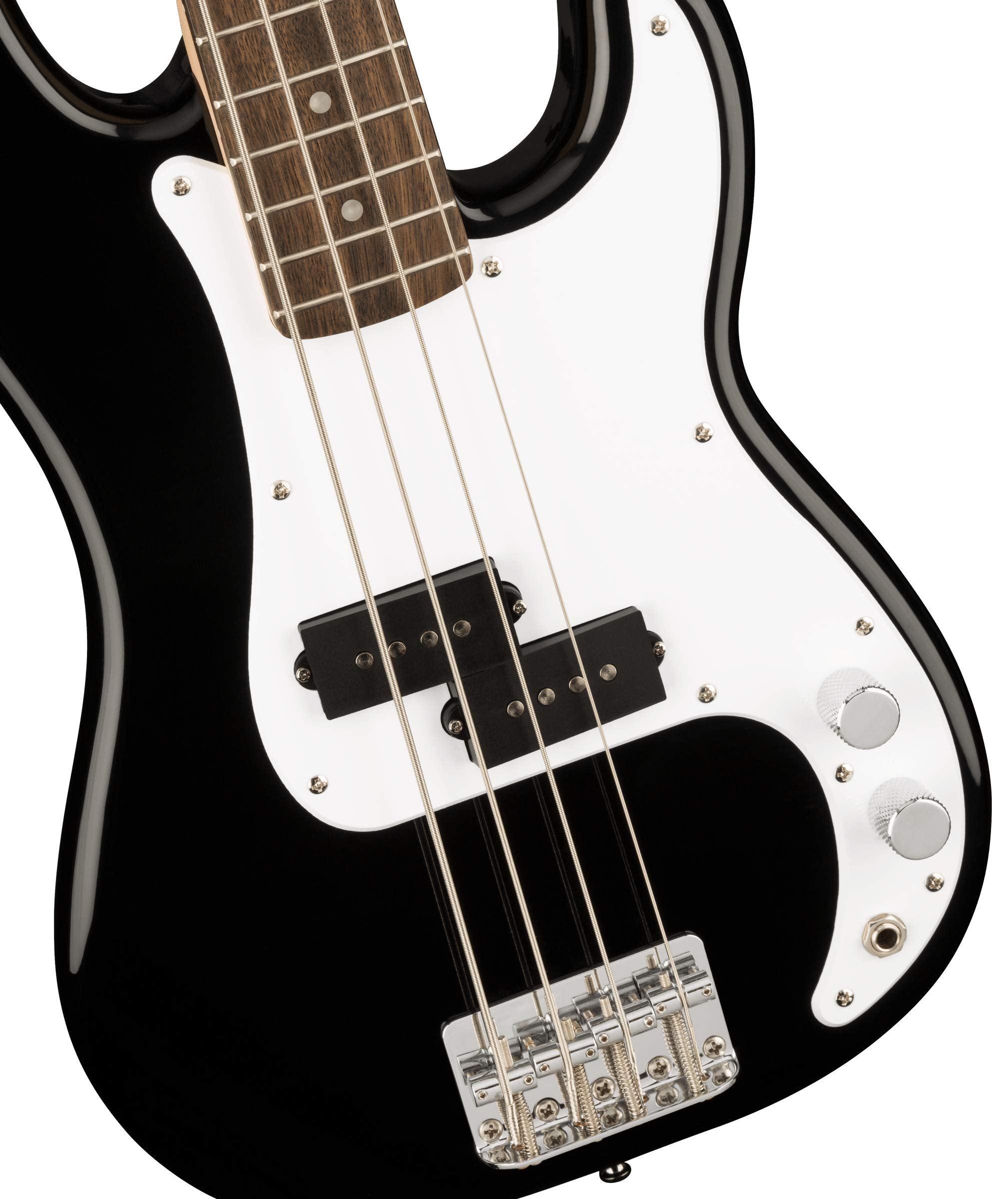 Fender 4 String Bass Guitar, Right, Black, 3/4 size (0370127506)