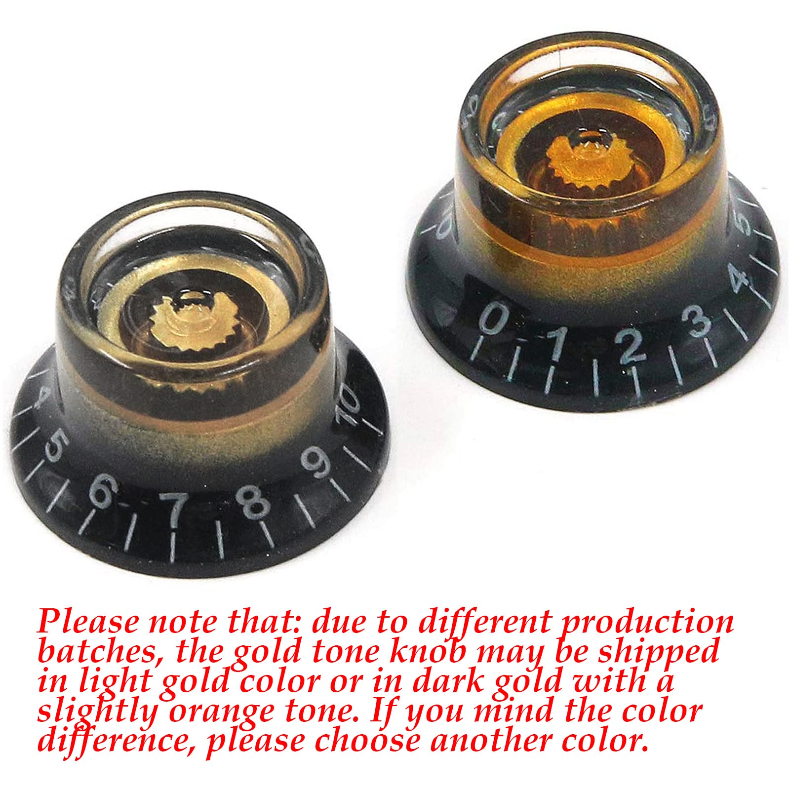 FarBoat 4Pcs Guitar Volume Tone Control Knob UFO Shape for LP Electric Guitar (Black and Gold)