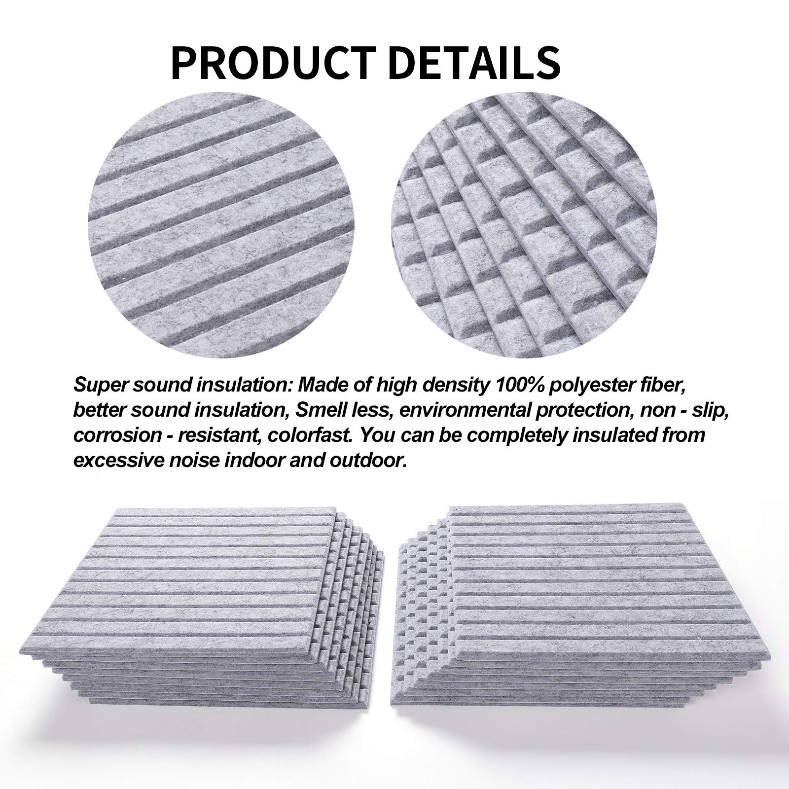 16 Pcs Pro Grade Soundproof Wall Panels,Acoustic Panels,Premium Sound Panels,Better Than Foam,Wedge Design,with Adhesive on Back