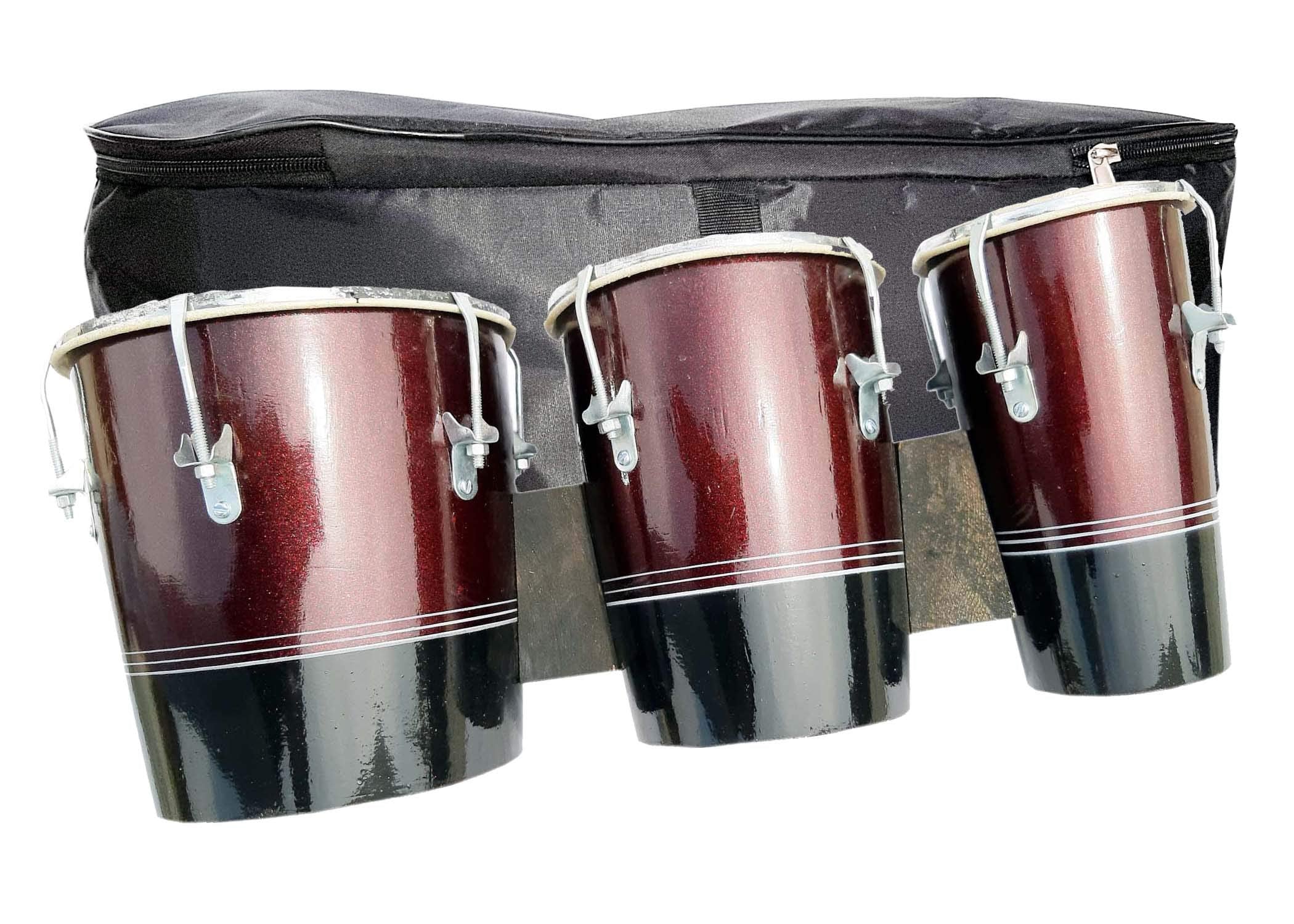 Gt Manufacturers Professional Three Piece Hand Made Wooden Bongo Drum Set (Brown)