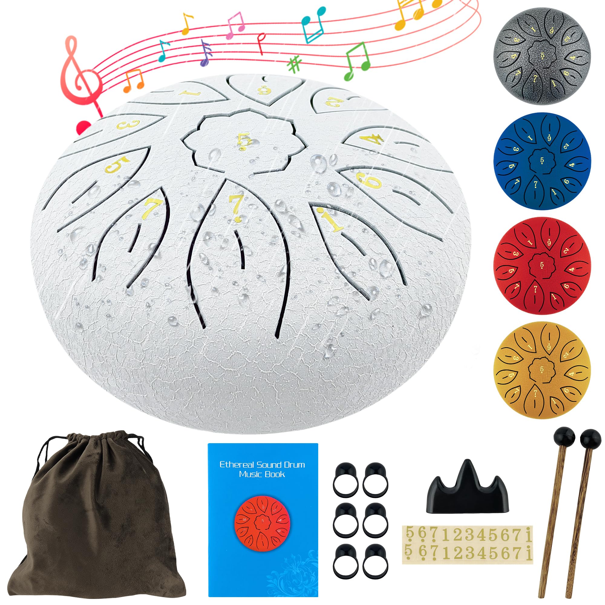 Oun Nana Rain Drum for Outside, 6 Inches 11 Notes Steel Tongue Drum for Adults Kids, Handpan Drum Sound Healing Instruments with