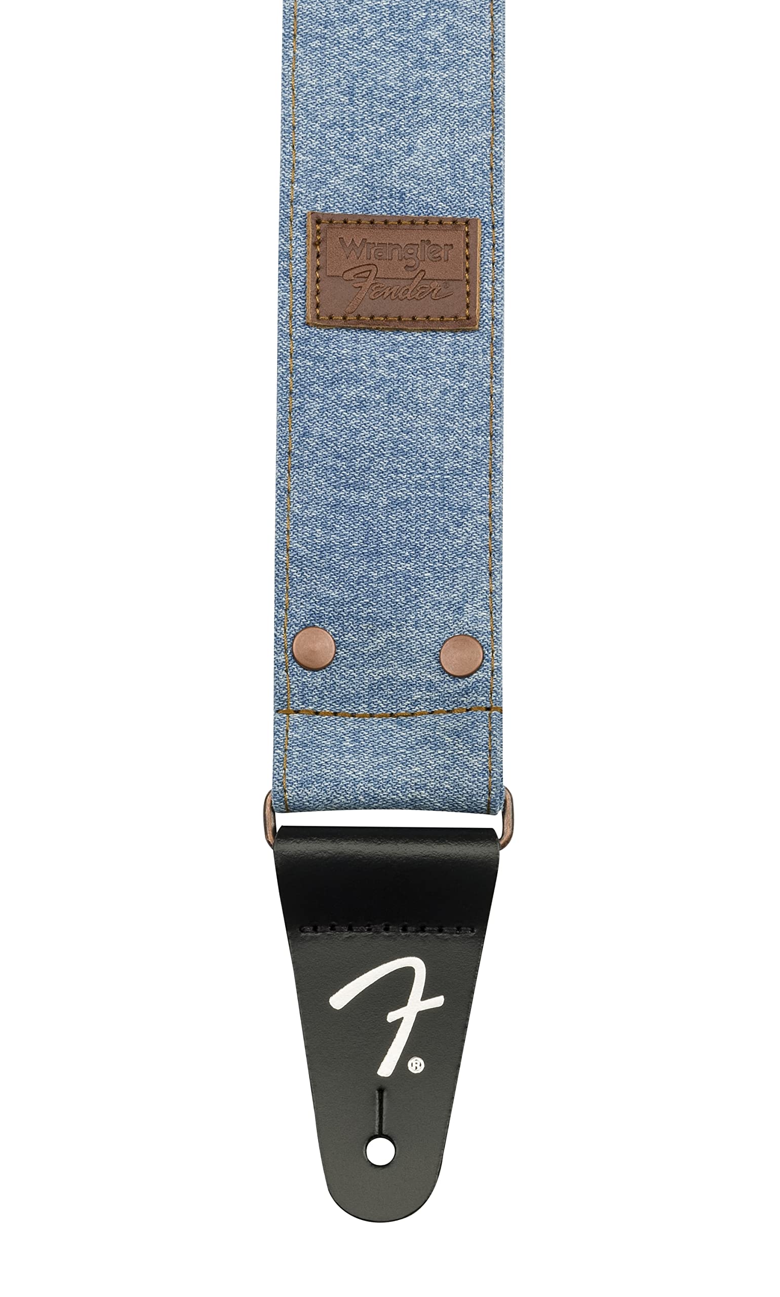 Fender x Wrangler Riveted Denim Strap, Guitar Accessories, Light Indigo, Medium