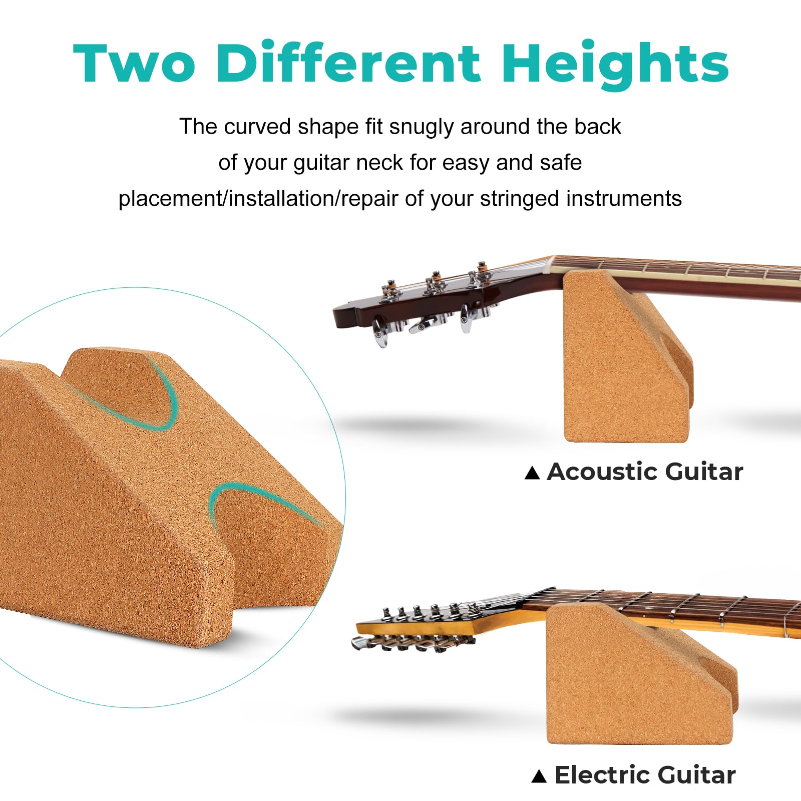 Actomall Cork Guitar Neck Rest, Guitar Neck Cradle Support Pillow, Guitar Accessories for Repair, Maintenance, Cleaning, String