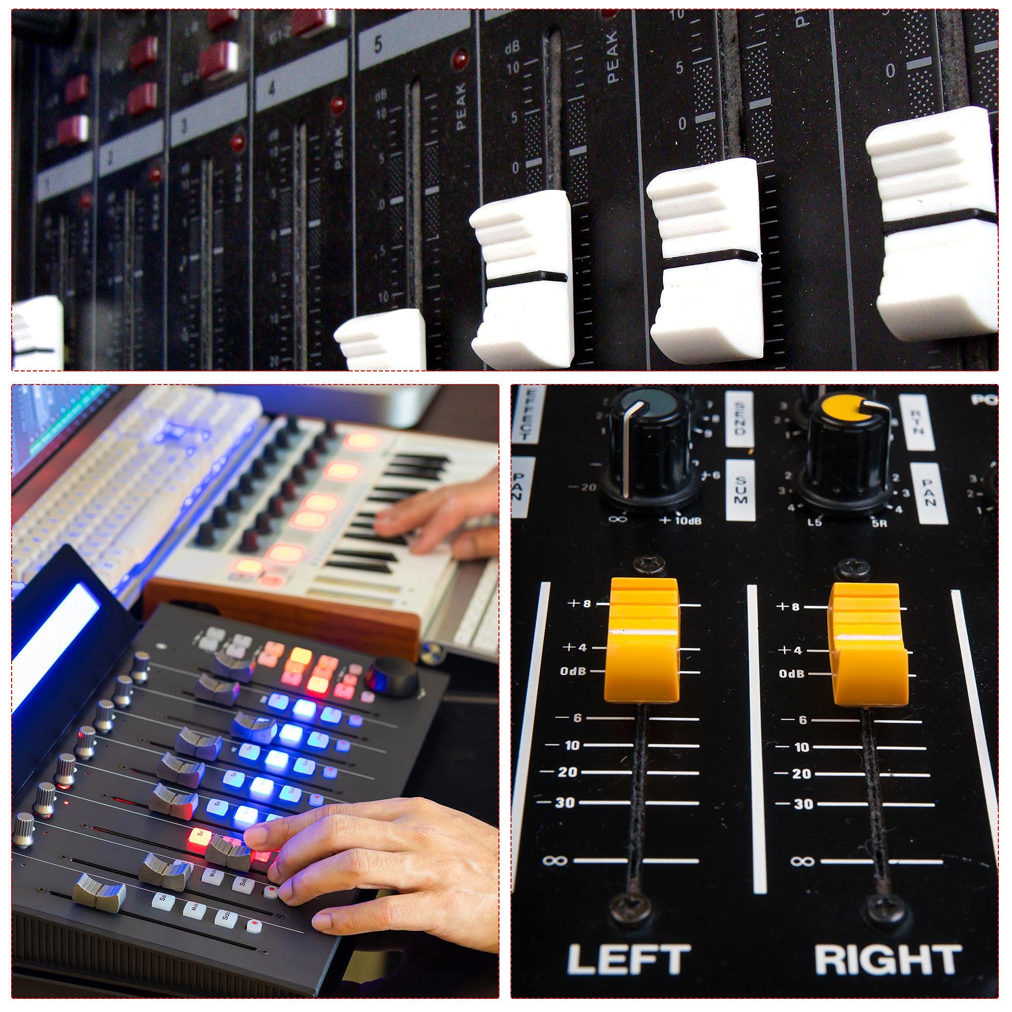 uxcell 24mmx11mmx10mm Console Mixer Slider Fader Knobs Replacement for Potentiometer White Knob Black Mark 20pcs(Fit Hole 4 x 0.