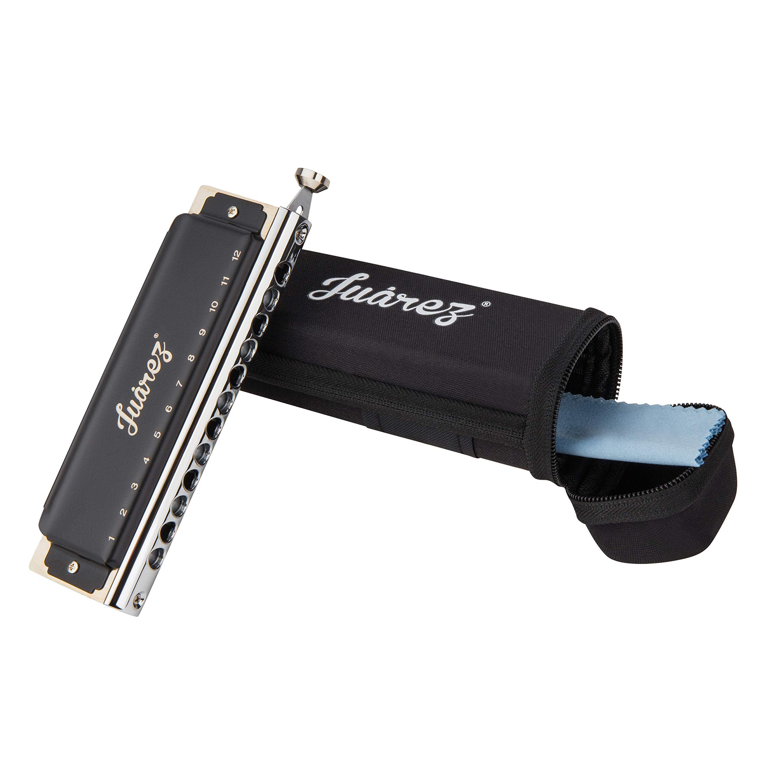 JUAREZ BlackBird JRH1248K Professional Chromatic Harmonica Key of C Scale | 12 Holes 48 Tones | Mouth Organ | Cover - Chrome-Pla