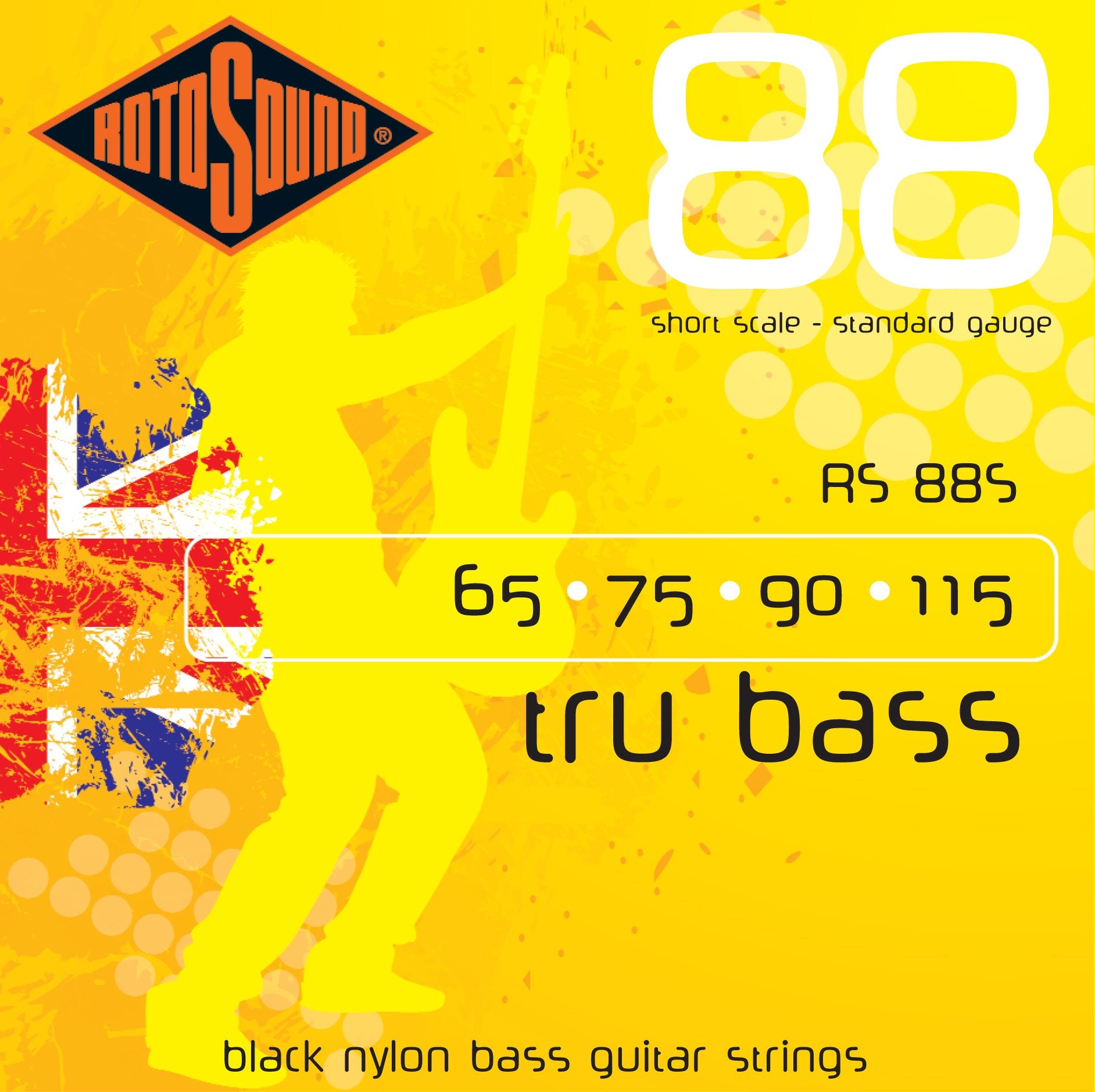 Rotosound Rs88S Black Nylon Flatwound Short Bass Guitar Strings (65 75 90 115)