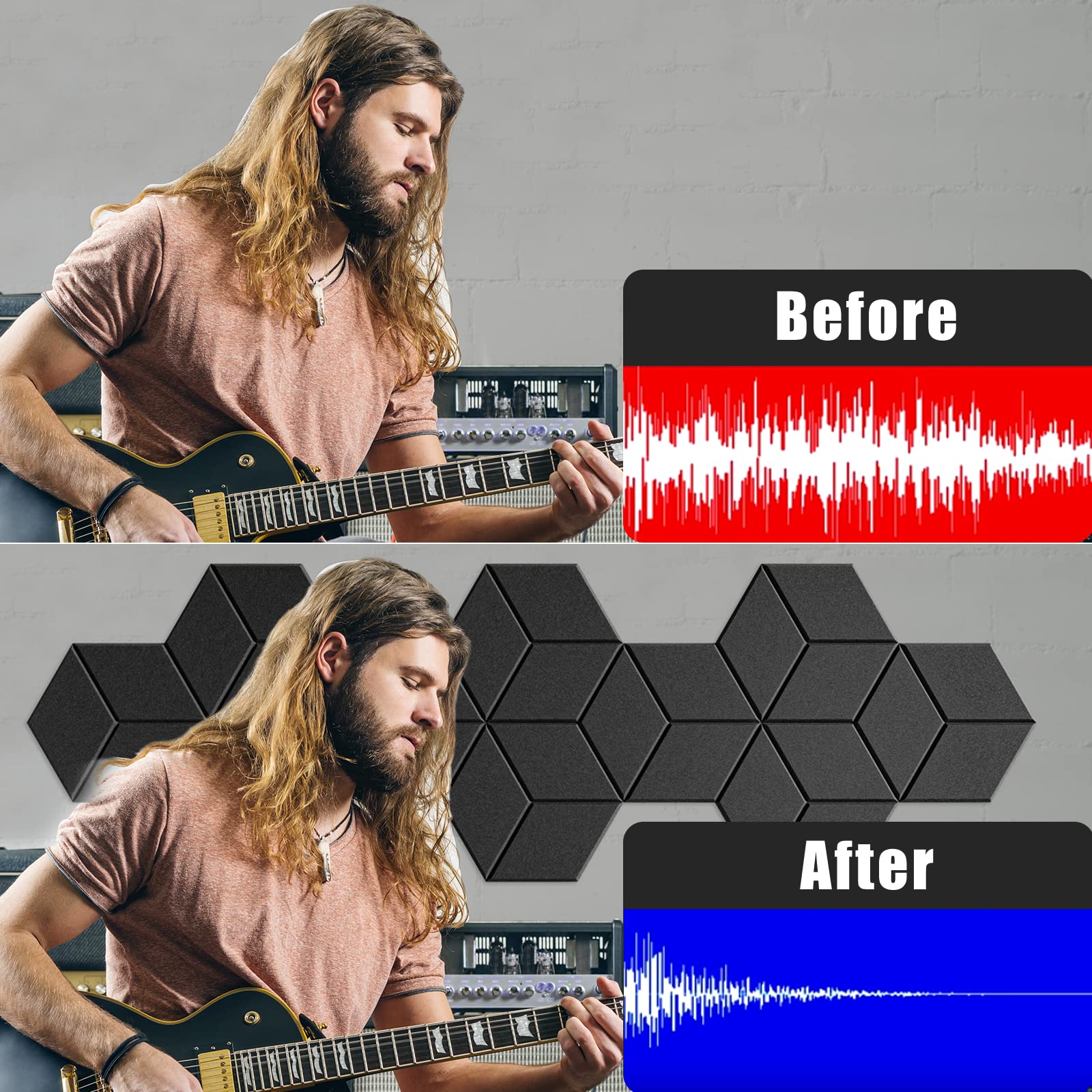 Dailycooper 12 Pack Self-adhesive Acoustic Panels 12'' X 10'' X 0.4'' - Sound Proof Foam Panels with High Density, Fashionable Y