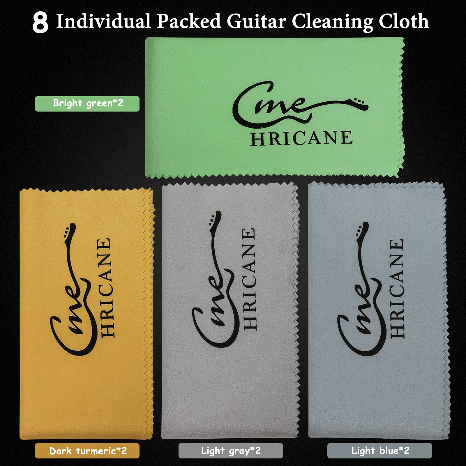 Hricane Guitar Cloths Ultrafine fiber suede (8-Pack 12''x12'') Plush Polishing Cloths for Musical Instruments Premium Polishing