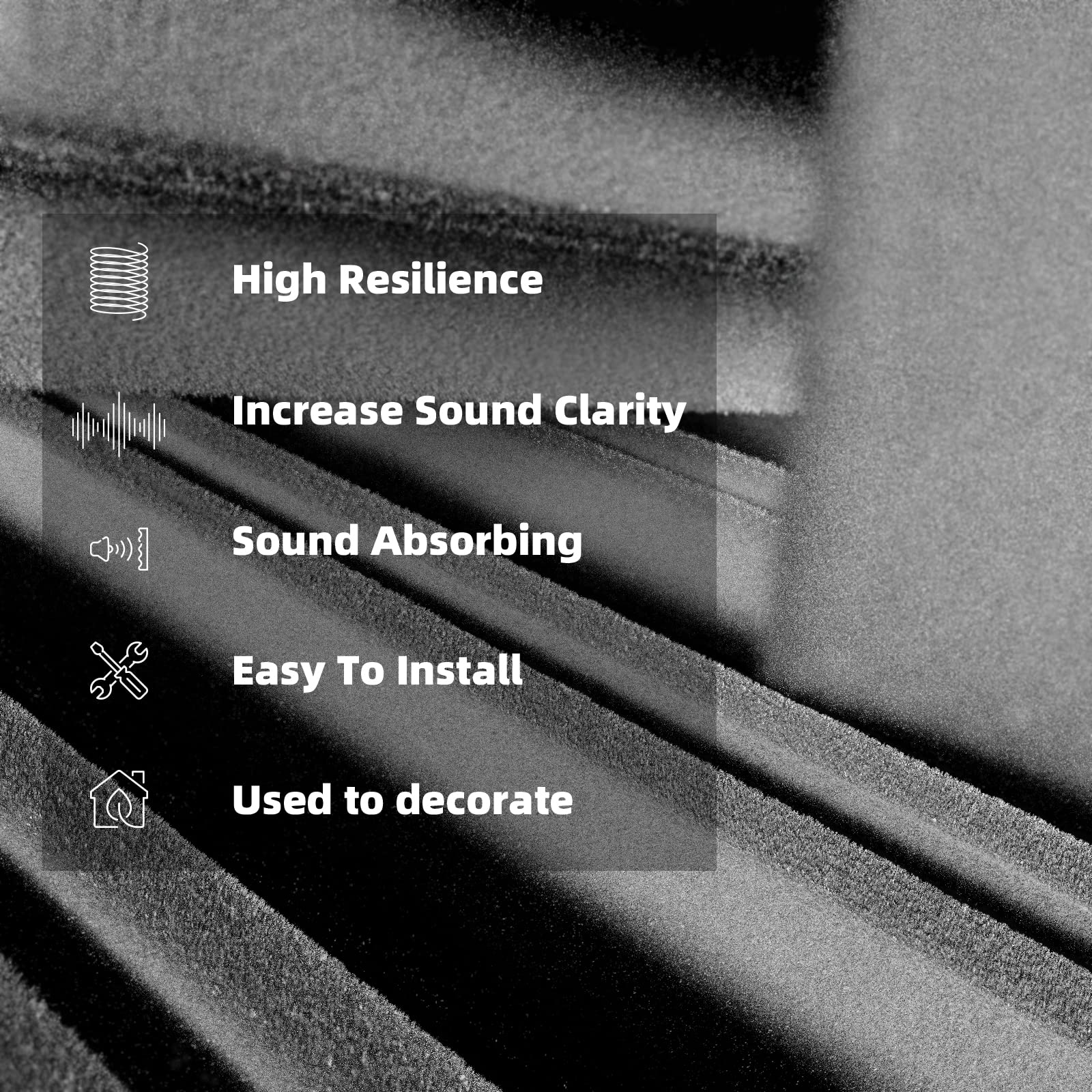 LIGHTDESIRE 12 Pack Self-Adhesive Sound Proof Foam Panels,12 X 12 X 2 inches Acoustic Foam,High Resilience Sound Proofing Paddin