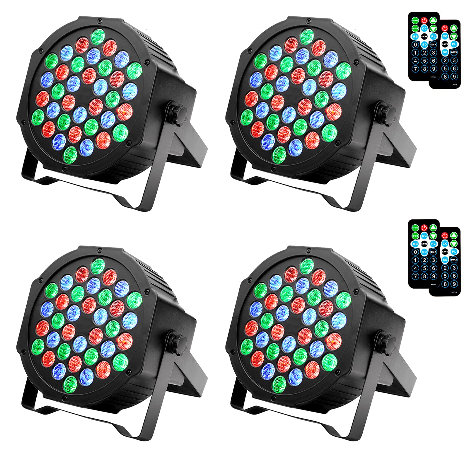 Lunsy Dj Lights, 36 Led Par Lights Stage Lights With Sound Activated Remote Control & Dmx Control, Stage Lighting Uplights For W