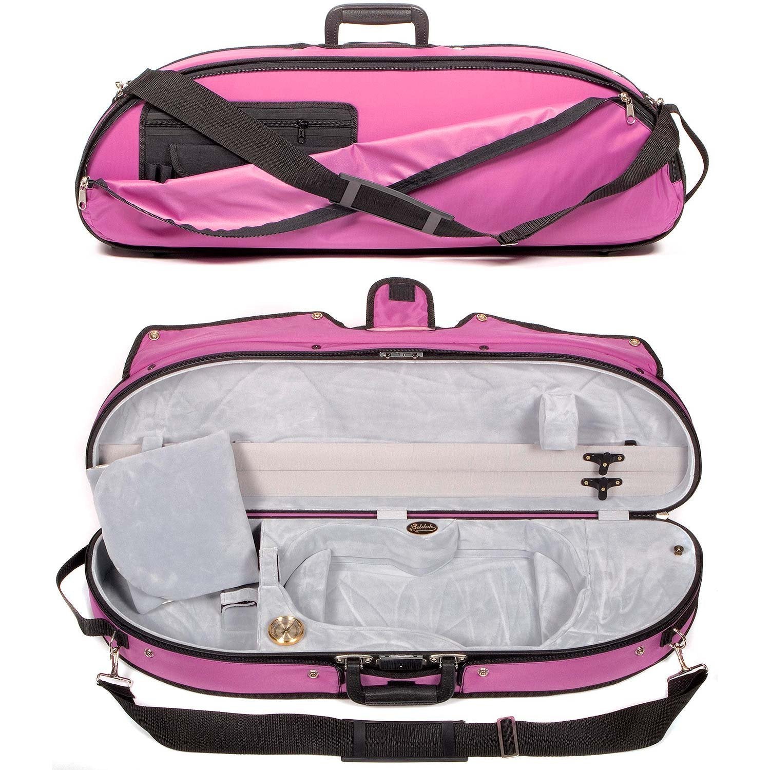 Bobelock Half Moon Puffy 1047P 4/4 Violin Case with Purple Exterior and Grey Interior
