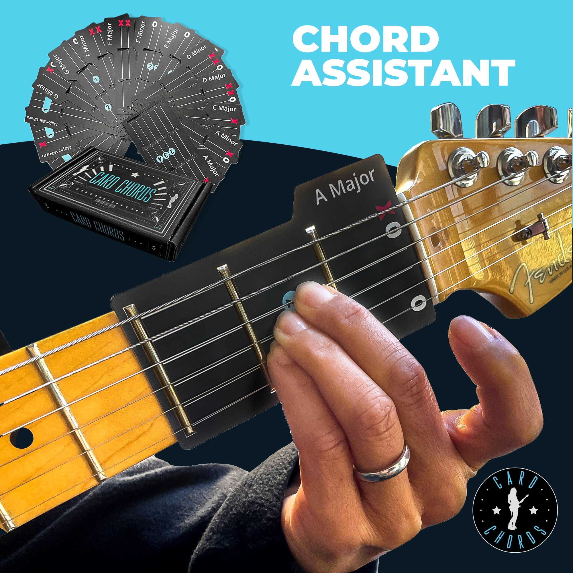 Learn Guitar in Minutes Card Chords (Strat Edition) GUITAR CHORDS allow you to PLAY the ELECTRIC Guitar while the CARD is on the