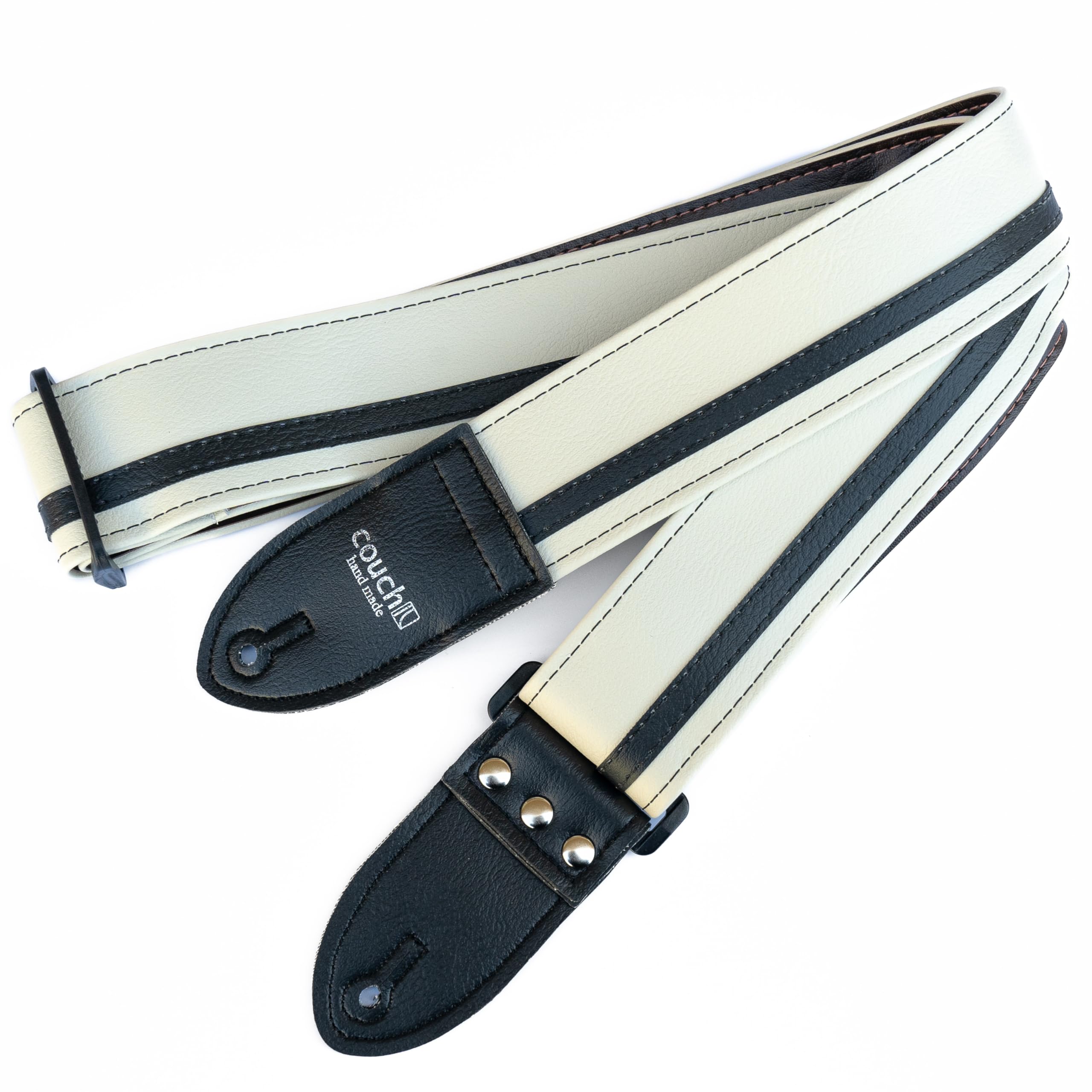 RACER X GUITAR STRAP Made in USA by Couch Guitar Straps (WHITE & BLACK)