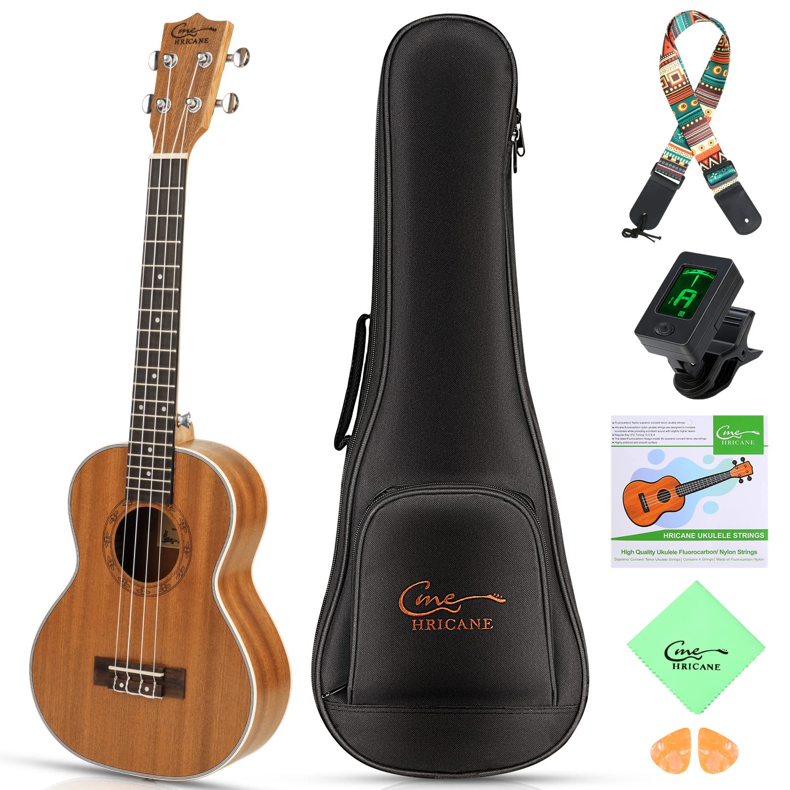 Hricane Concert Ukulele 23 inch UKS-2, 4 Strings Ukeleles For Beginners, Sapele Hawaiian Ukele with Ukulele Case and Ukele Strin