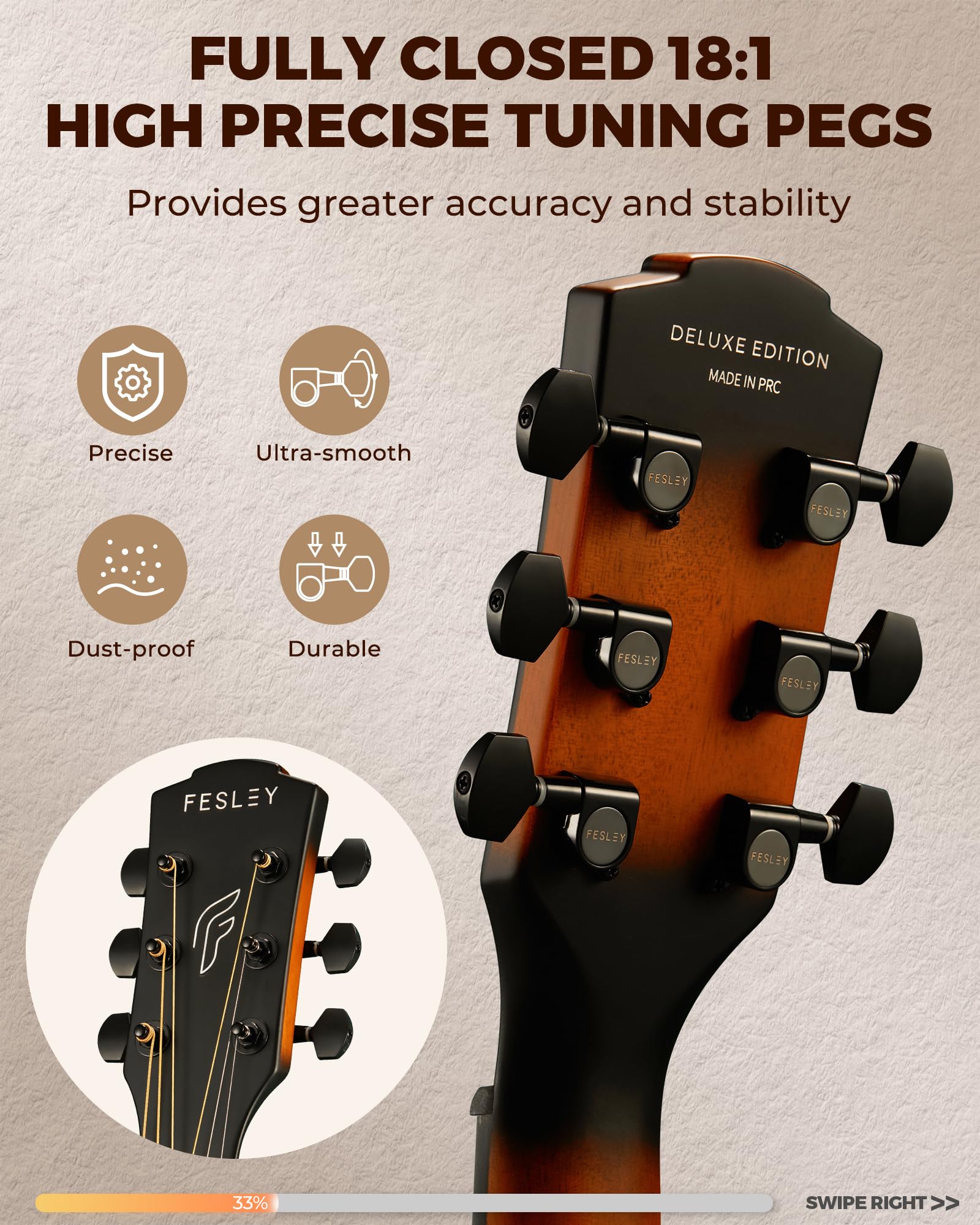 Fesley X Acoustic Guitar Kit, 41 Inch Full Size 6 String Cutaway Guitarra Ac  stica for Beginner Adults with Tuner, Gig Bag, Str