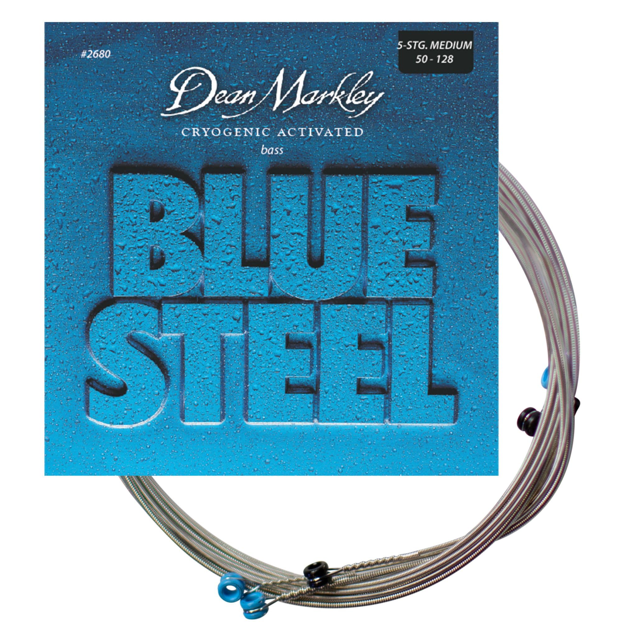 Dean Markley Electric Bass Guitar Strings 2680 Blue Steel Electric Long Scale 50-128 Medium Gauge, Cryogenically Processed For L