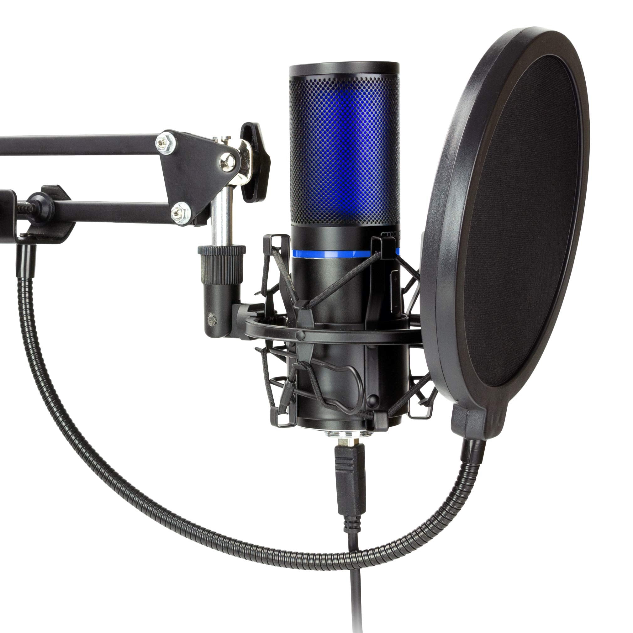 Strmd Usb Microphone (Cardioid), Green Screen, Shock Mount, Tripod, Scissor Mic Stand, Pop Filter & Wind Shield Ideal For Zoom,