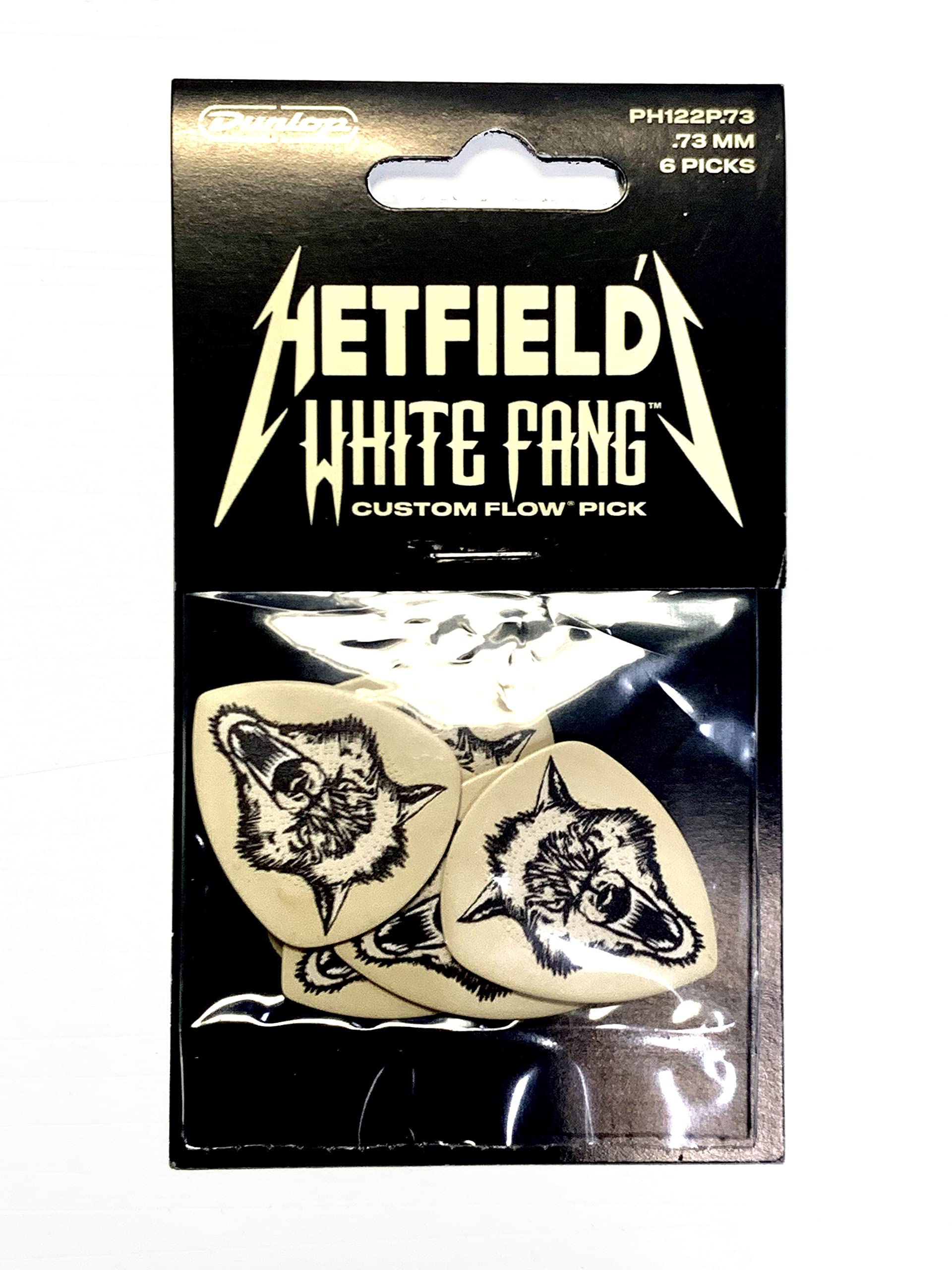 JIM DUNLOP Hetfield's White Fang Custom Flow .73mm Guitar Picks, 6 Pack (PH122P073)