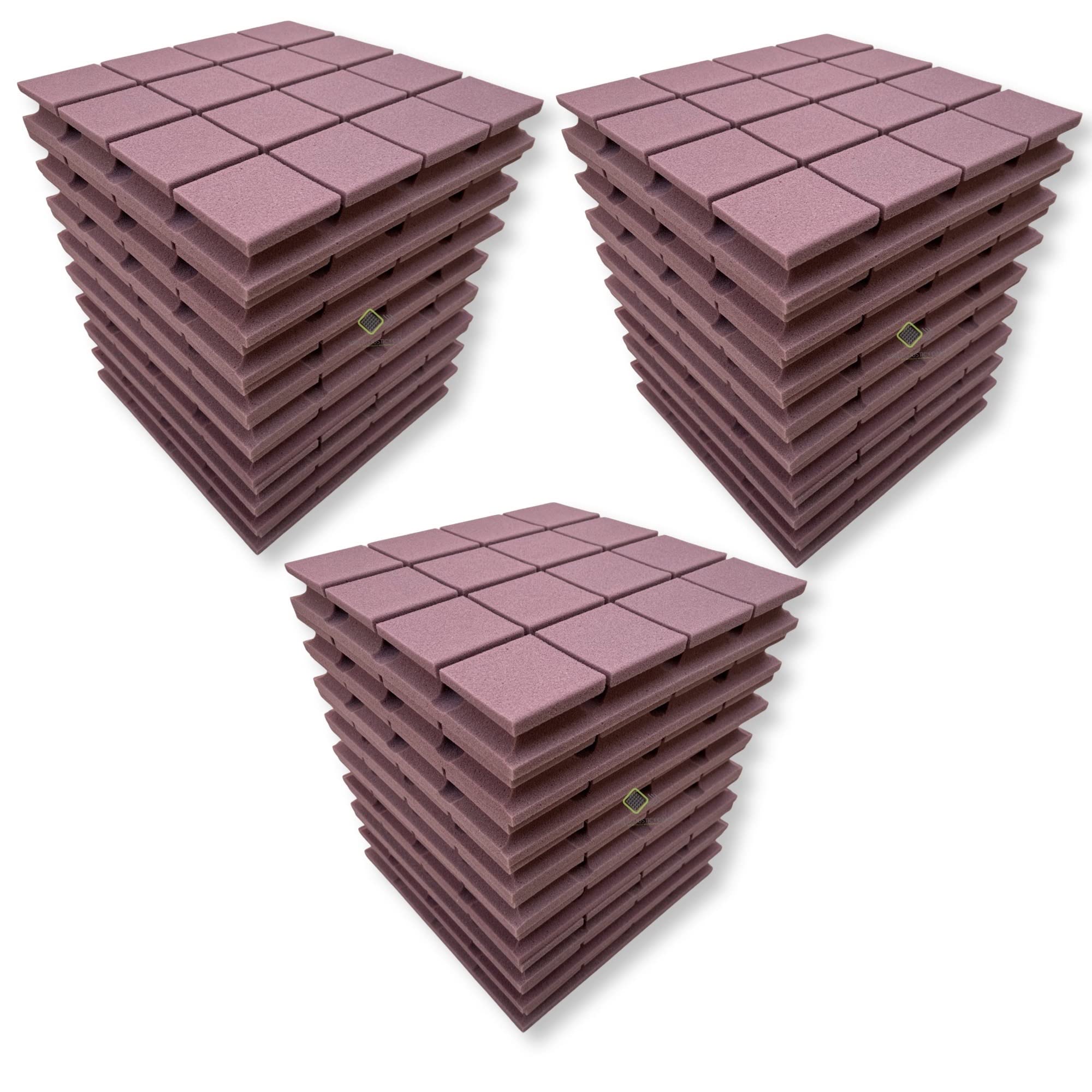 YGM Acoustic Foams Turbo Acoustic Soundproofing Studio Panels, Set of 24, 12 X 12 X 2, 50 Kg/m Density, 3D Structure (Coffee)
