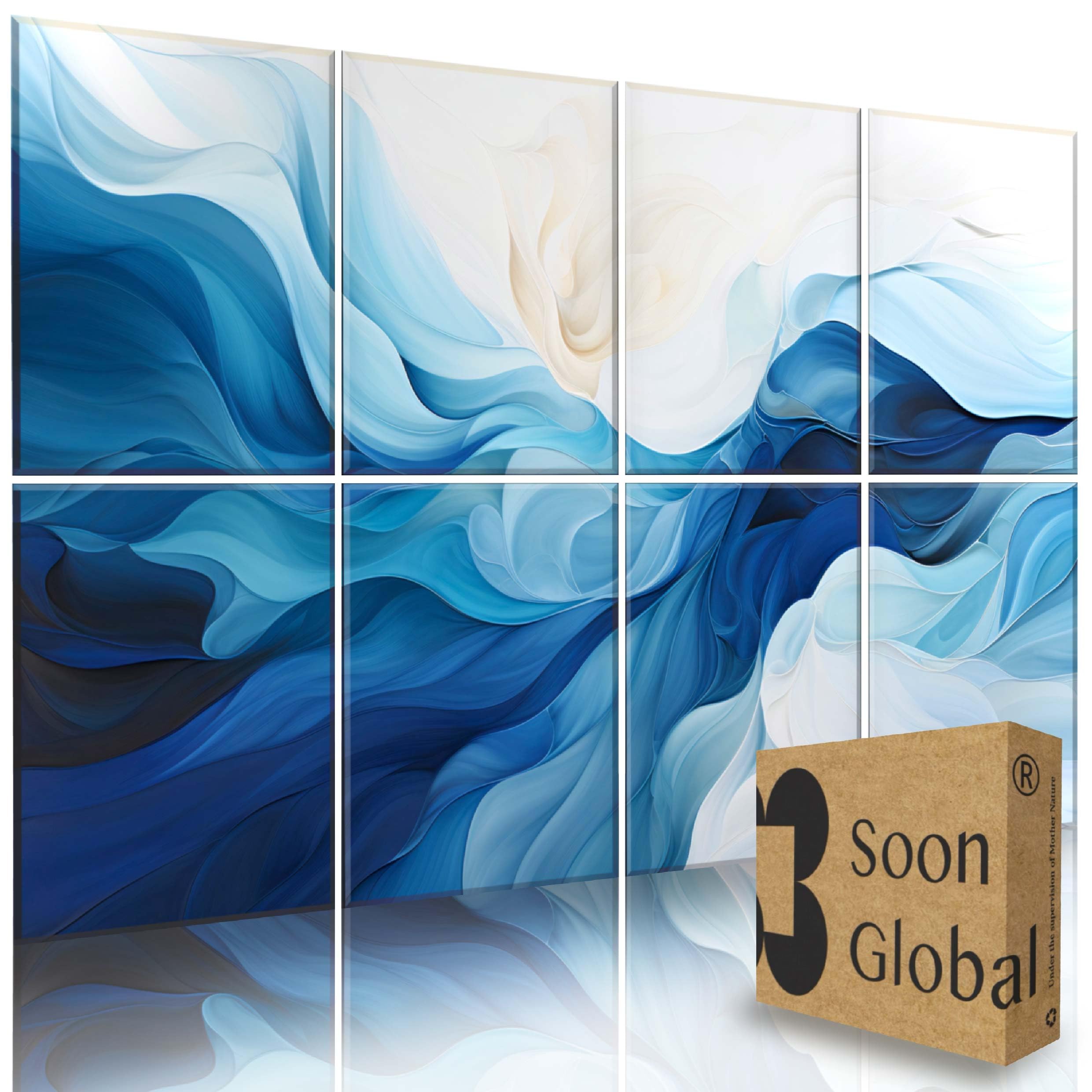 Soon Global 8-Pack Acoustic Panels, Soundproof Wall Panels, 48 X 32 Inches Sound Absorbing Panels, Decorative Acoustical Wall Pa