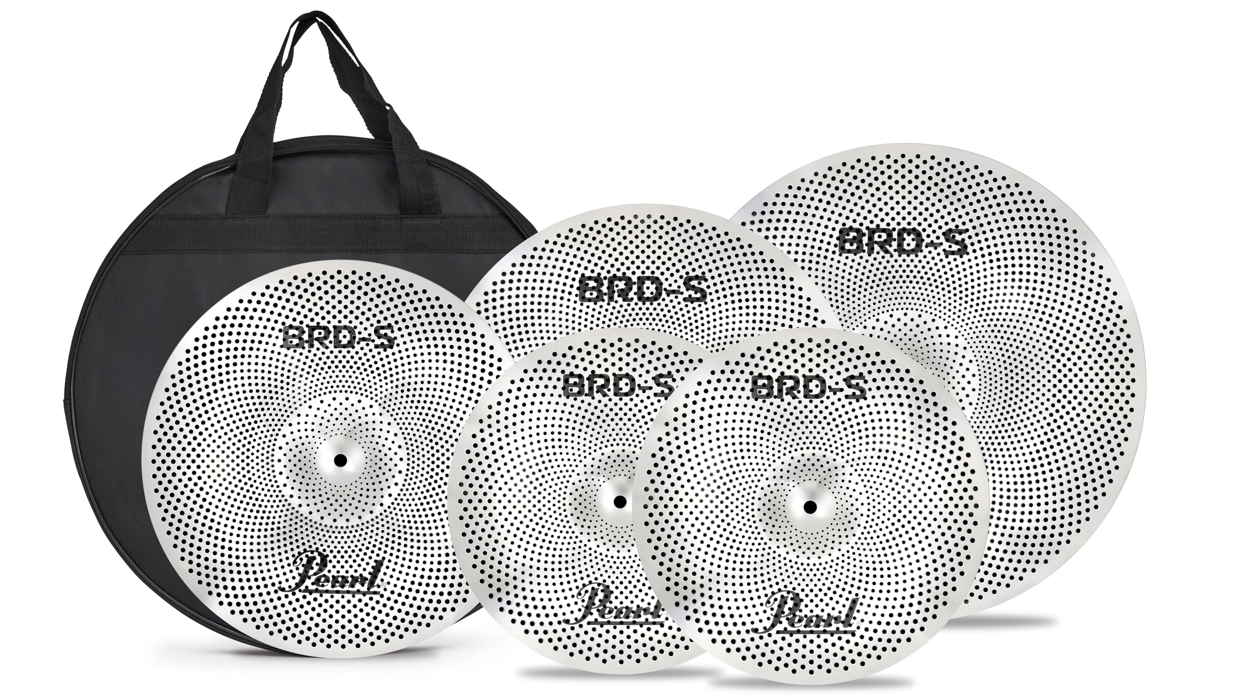 Pearl BRDS Metal Alloy Low-Volume 4-piece Cymbal Pack - 14 Hi-hats, 16 and 18 Crash, 20 Ride w/Bag