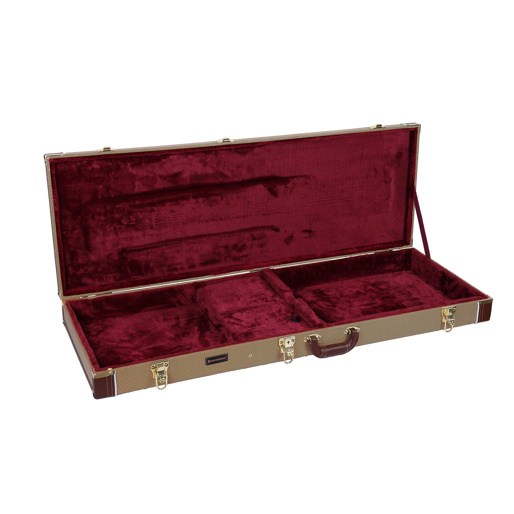 Crossrock Deluxe Hardshell Arch Top Wooden Case for Jazzmaster/Jaguar Style Electric Guitars, Tweed(CRW600JMTW)