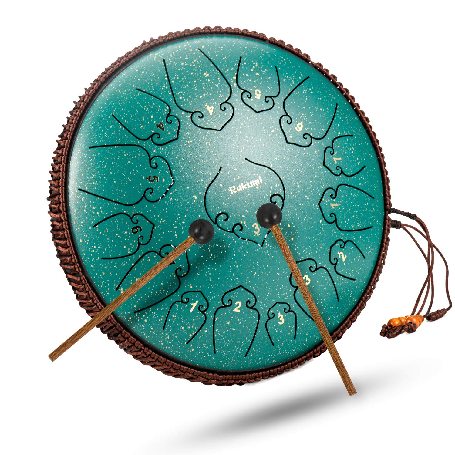 14 Inch 15 Note Steel Tongue Drum Percussion Instrument Lotus Hand Pan Drum with Ultra Wide Range and Drum Mallets Carry Ba