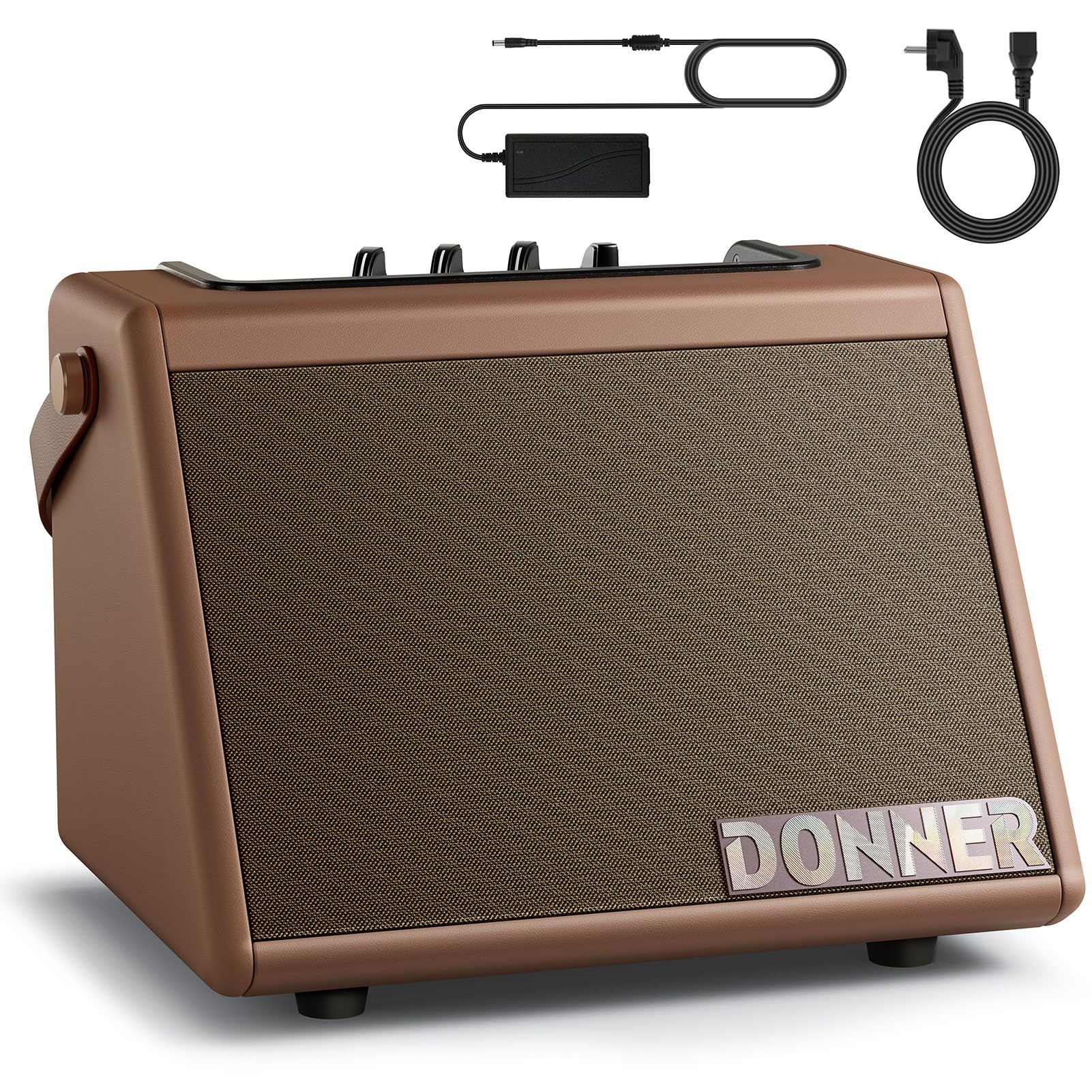Donner Drum Amplifier 20W, Wireless Electric Drum Speaker Keyboard Amp, Mini DDA-20 Portable for Home Practice (Brown)