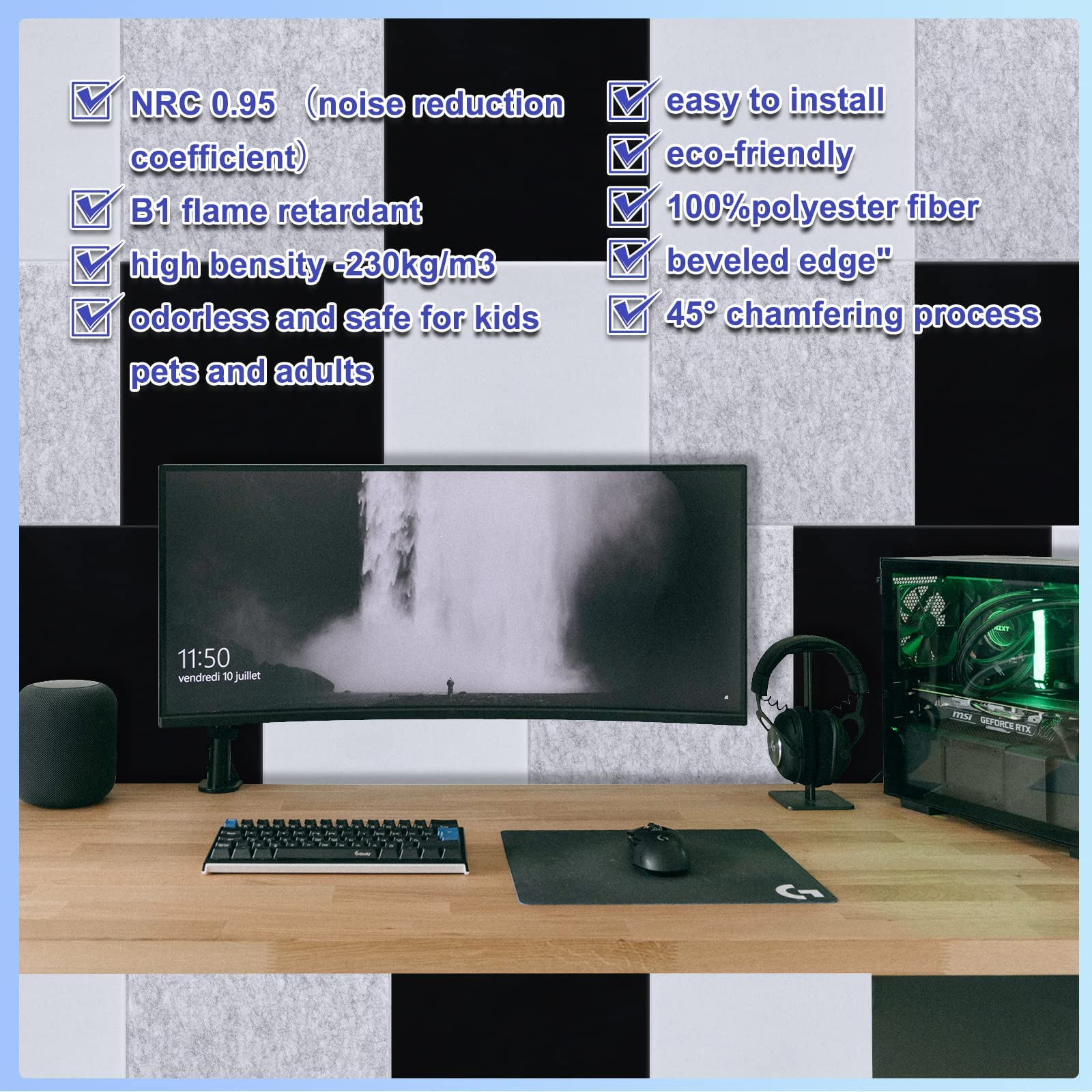 18 Pack Gray Acoustic Panels 12''X12''X 0.4'' Soundproof Wall Panels Wall Decoration Sound Absorbing Panel High-Density Sound De