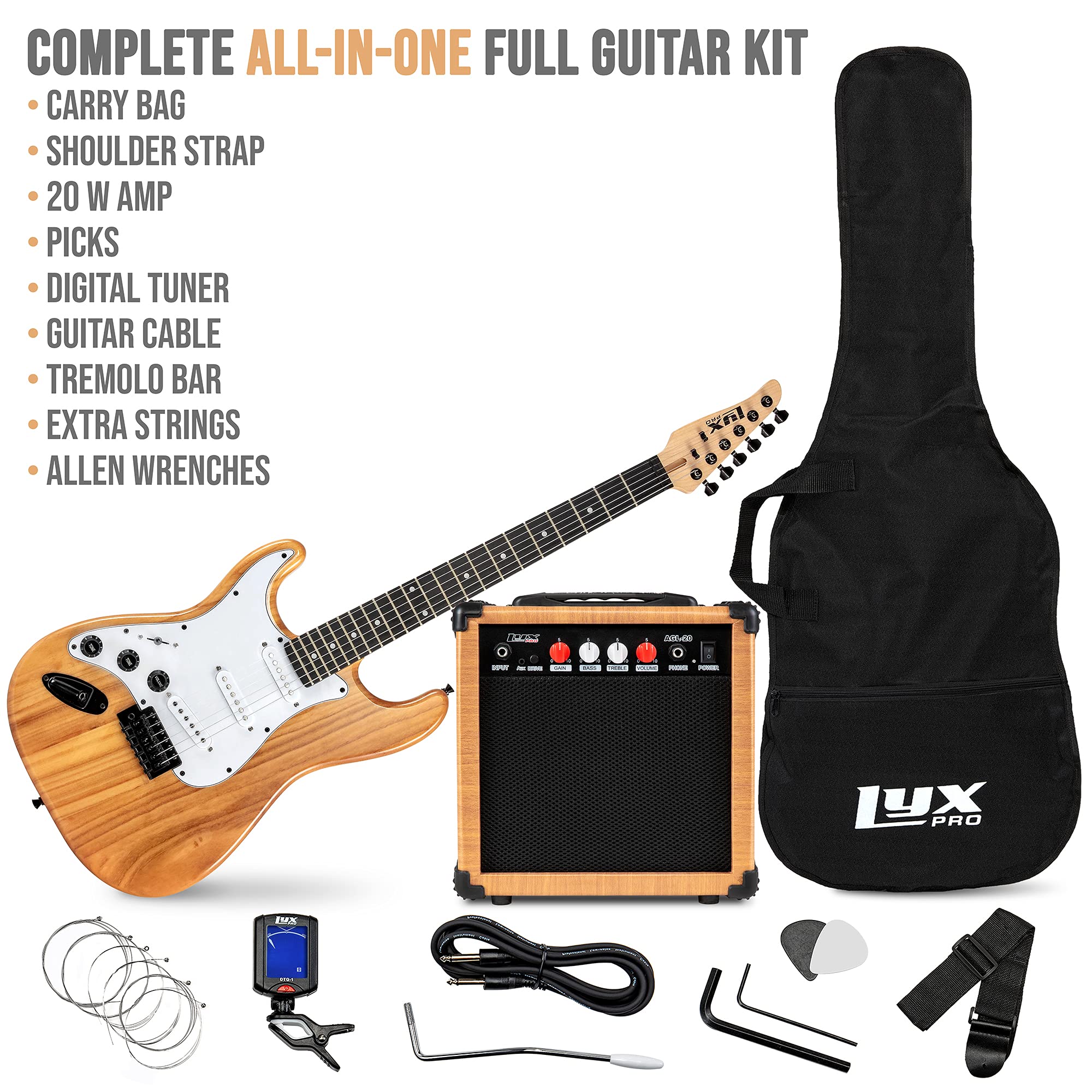 LyxPro Left Hand 39 Inch Electric Guitar and Starter Kit for Lefty Full Size Beginners Guitar, Amp, Six Strings, Two Picks, Shou