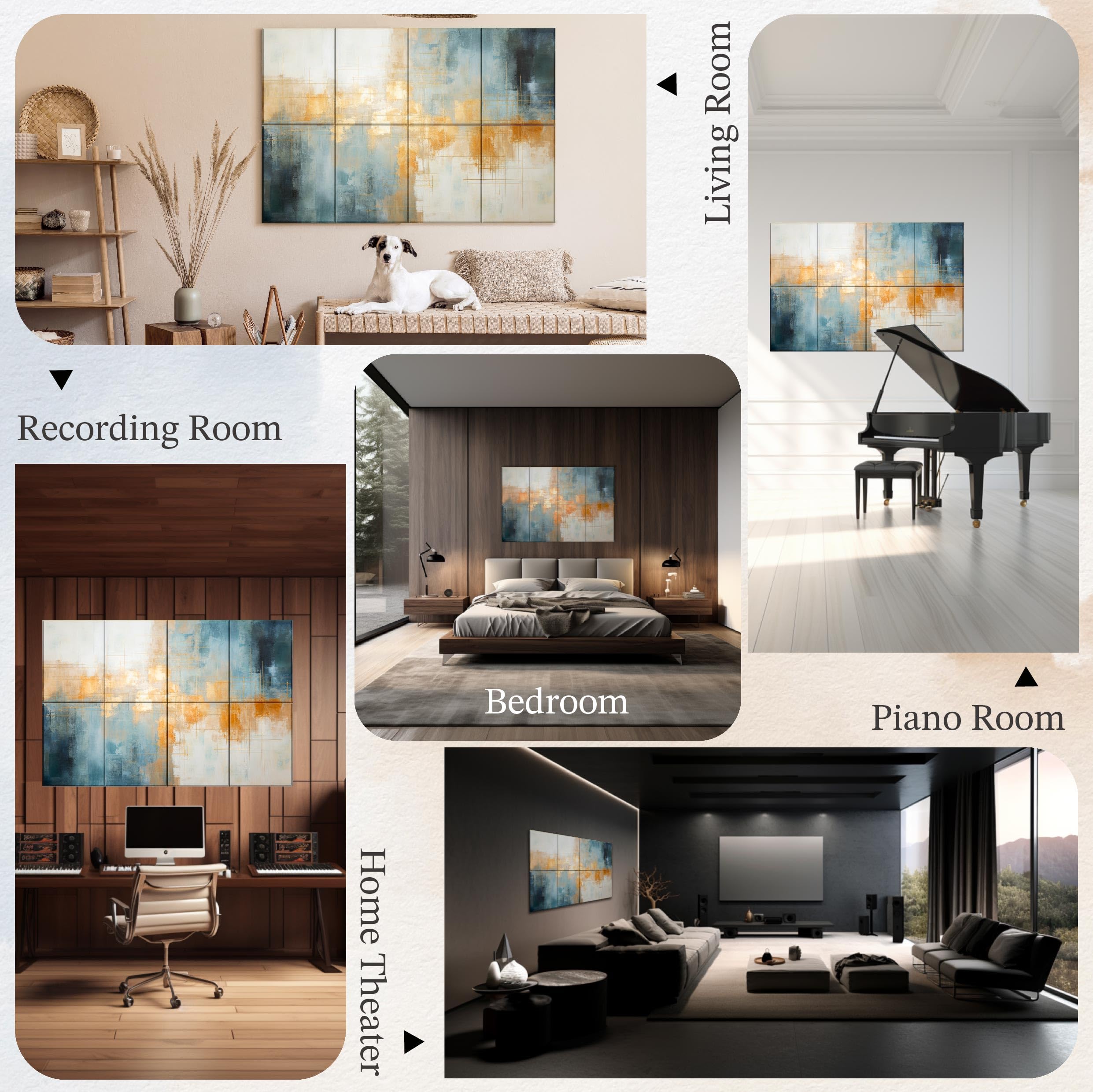 Soon Global 8-Pack Acoustical Wall Panels, 48 X 32 Inches Art Acoustic Panels, Decorative Acoustic Panels, Acoustic Wall Panels,