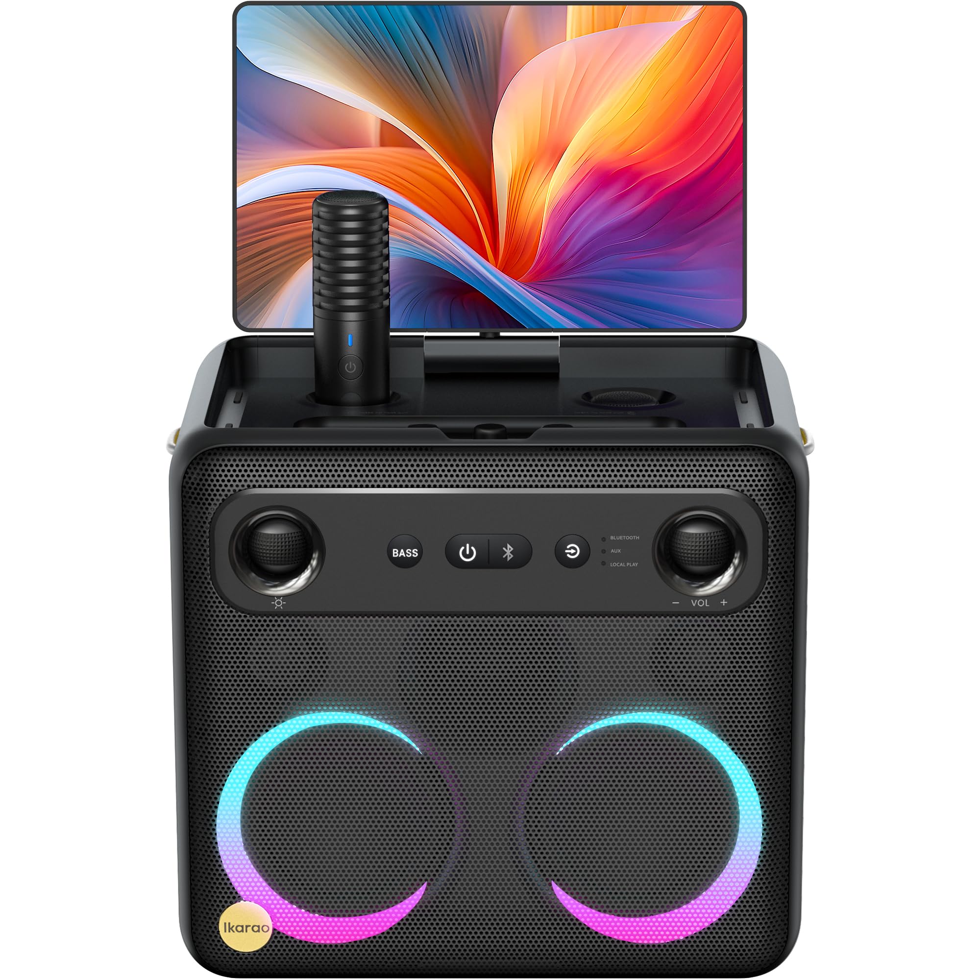 Ikarao Smart Karaoke Machine for Adults - with Lyrics Display, 32GB Karaoke Tablet, 2 Wireless Mics, Professional Karaoke System
