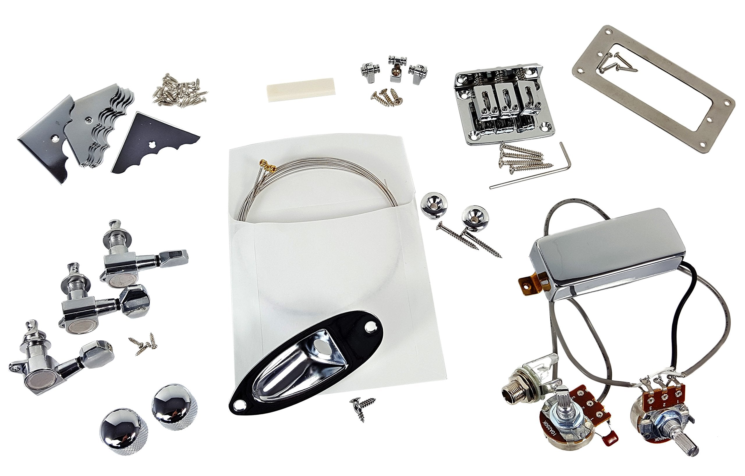 'Chrome Hot Rod'' Electric 3-String Cigar Box Guitar Parts Pack - Build A Screaming Blues Machine